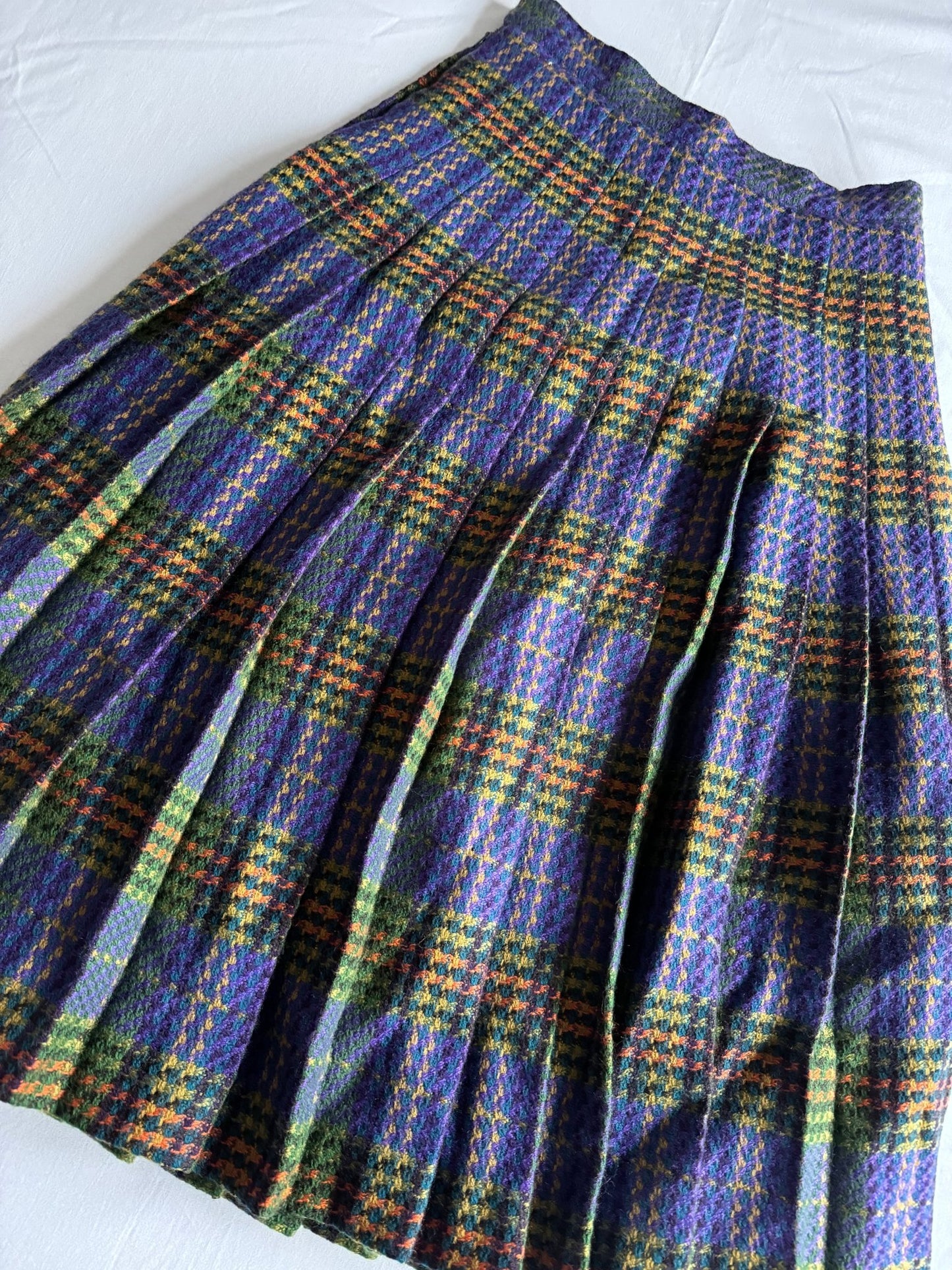 🧵 Fustă Vintage din Lână cu Print Tartan Navy (Mărime Aproximativă S - M) - anbracaminte