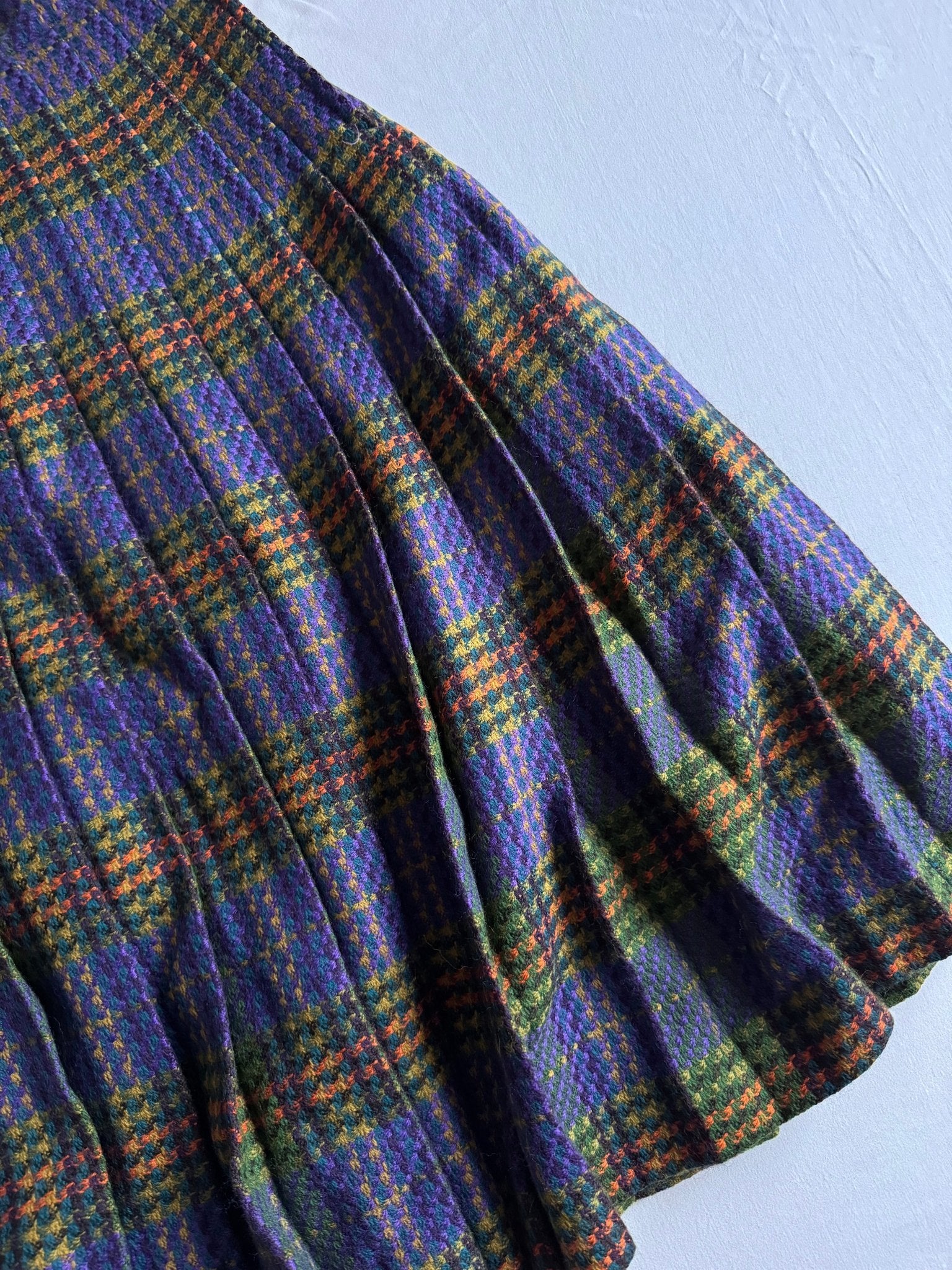 🧵 Fustă Vintage din Lână cu Print Tartan Navy (Mărime Aproximativă S - M) - anbracaminte