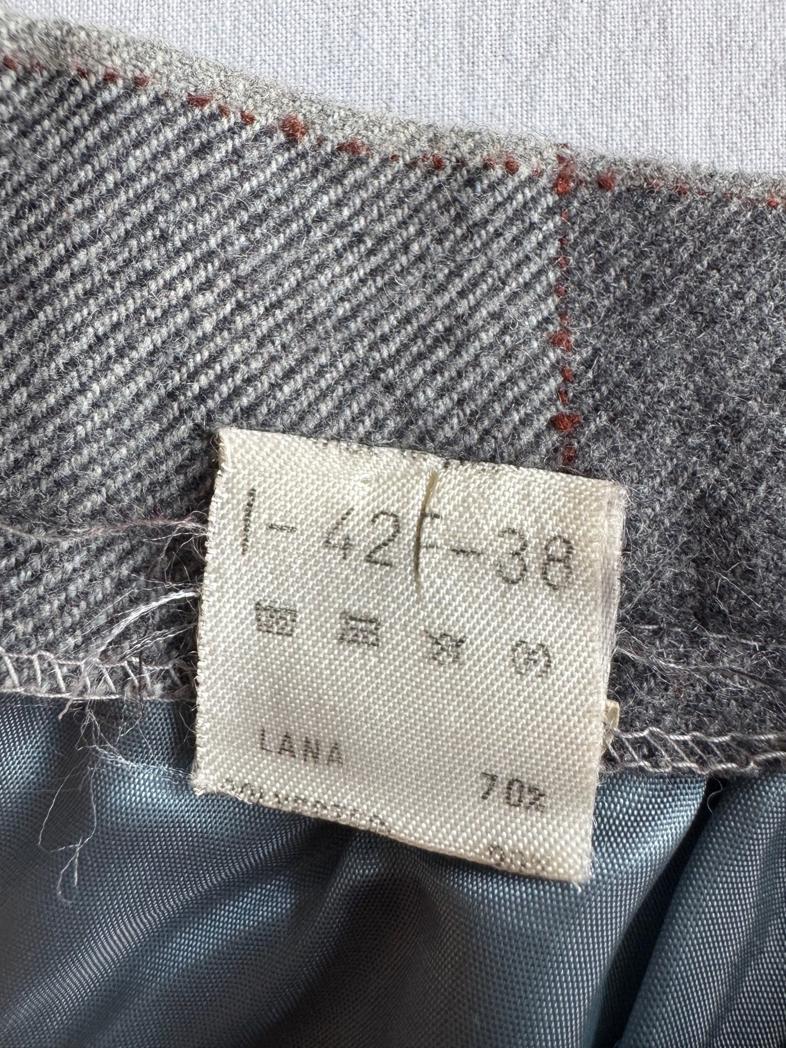 🐭 Fustă Vintage din Lână Gri în Carouri – S (IT 42) - anbracaminte