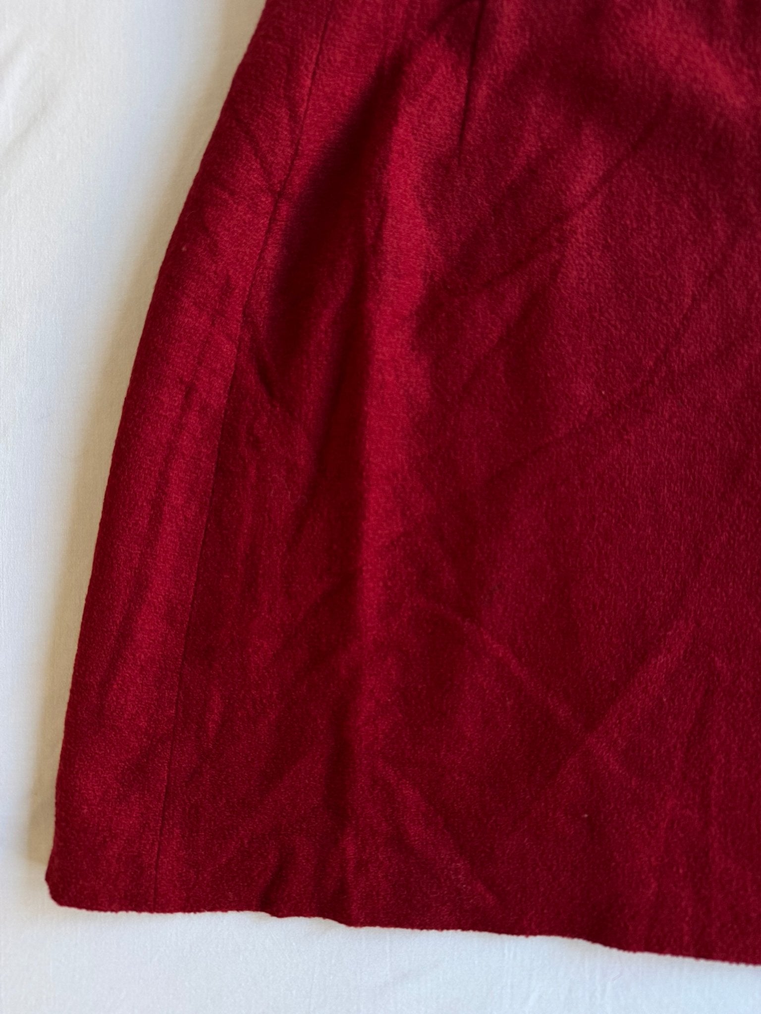 🍒 Fustă Vintage din Lână Virgină Roșie – S (EU 36) - anbracaminte