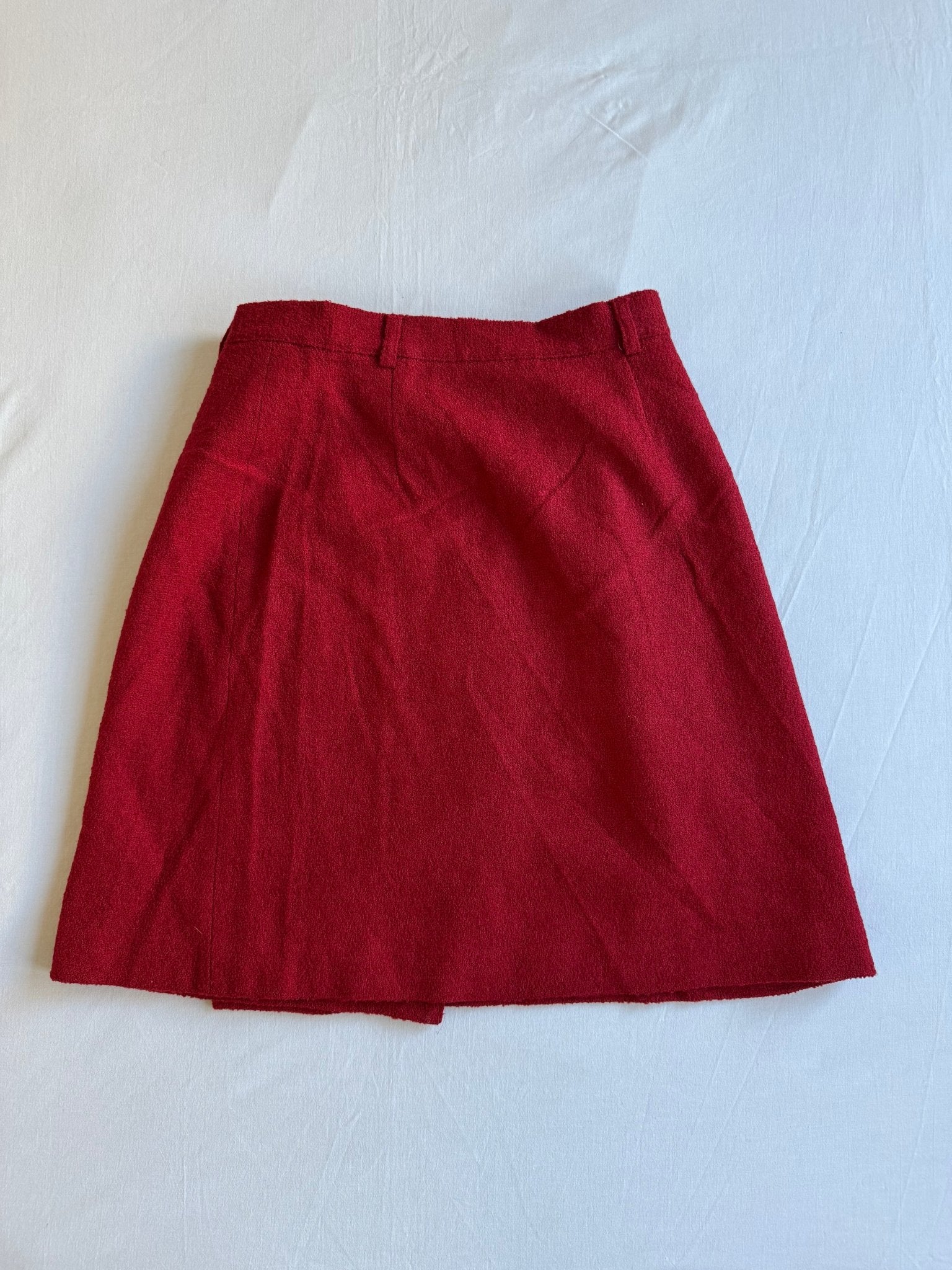 🍒 Fustă Vintage din Lână Virgină Roșie – S (EU 36) - anbracaminte
