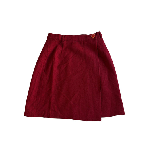 🍒 Fustă Vintage din Lână Virgină Roșie – S (EU 36) - anbracaminte
