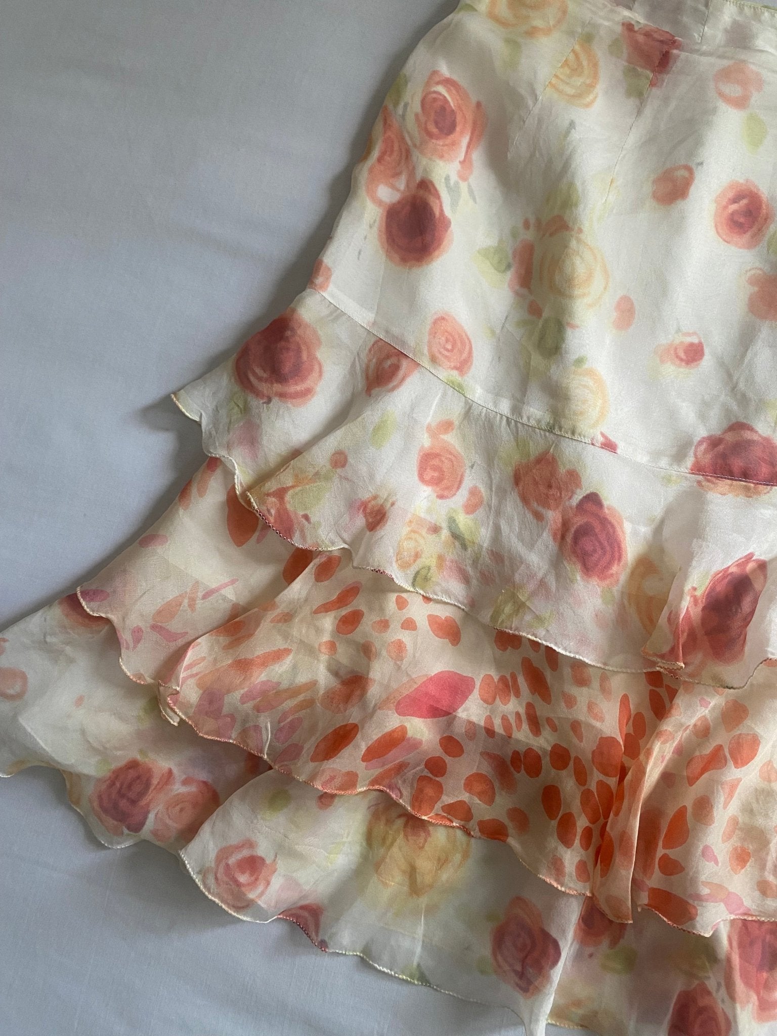 Fustă Vintage din Mătase – Rose Print – Mărime M 🌹✨ - anbracaminte