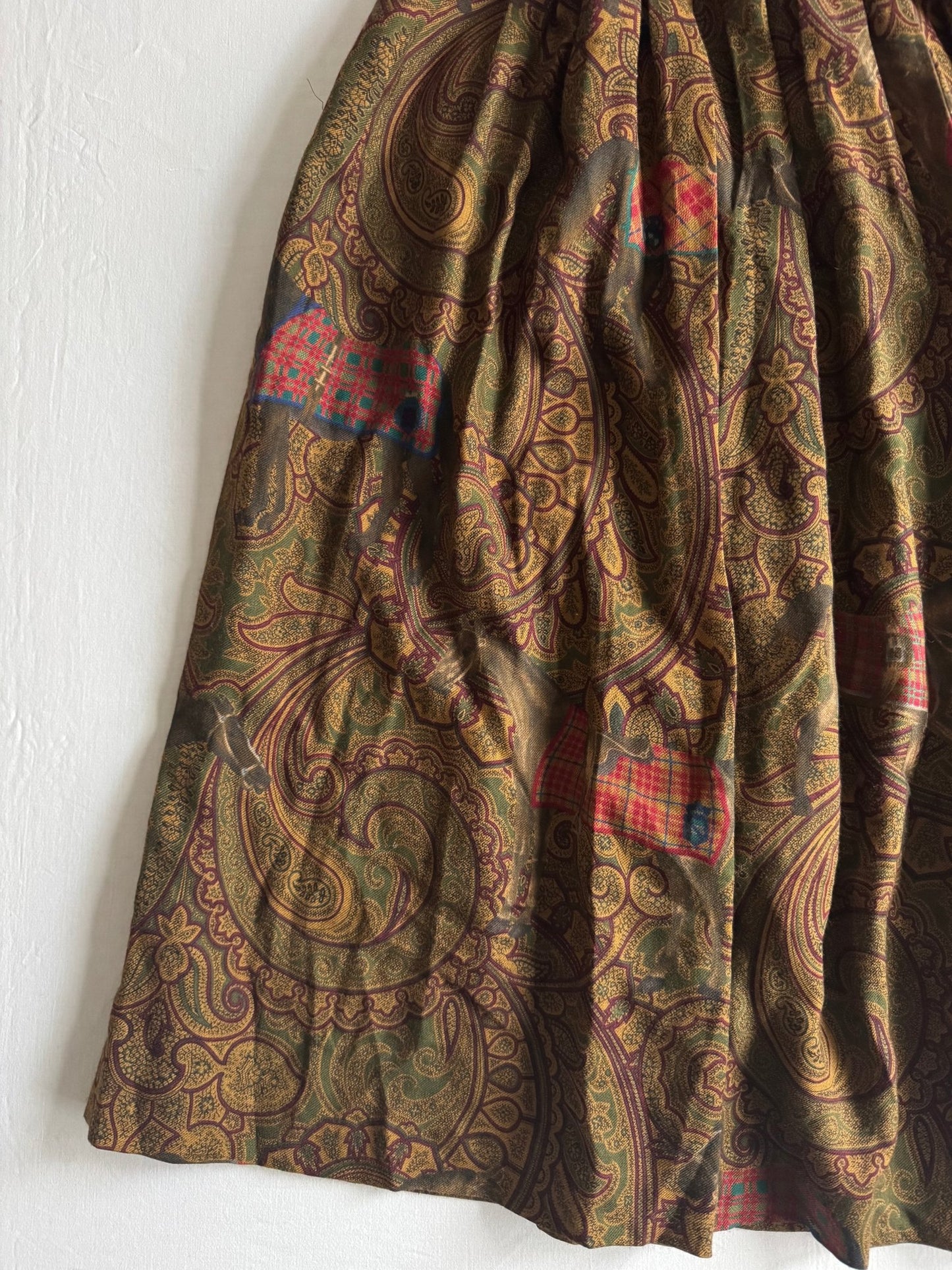 👗 Fustă Vintage Escada din Lână Virgină & Mătase cu Imprimeu Paisley și Cai – EU 36 (S Femei) - anbracaminte