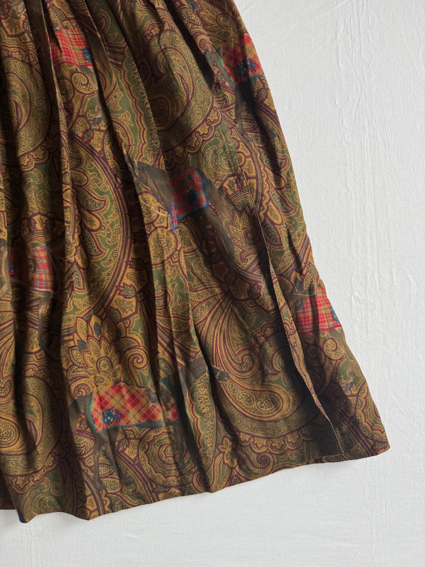 👗 Fustă Vintage Escada din Lână Virgină & Mătase cu Imprimeu Paisley și Cai – EU 36 (S Femei) - anbracaminte