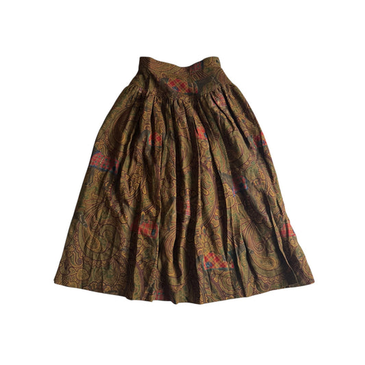 👗 Fustă Vintage Escada din Lână Virgină & Mătase cu Imprimeu Paisley și Cai – EU 36 (S Femei) - anbracaminte