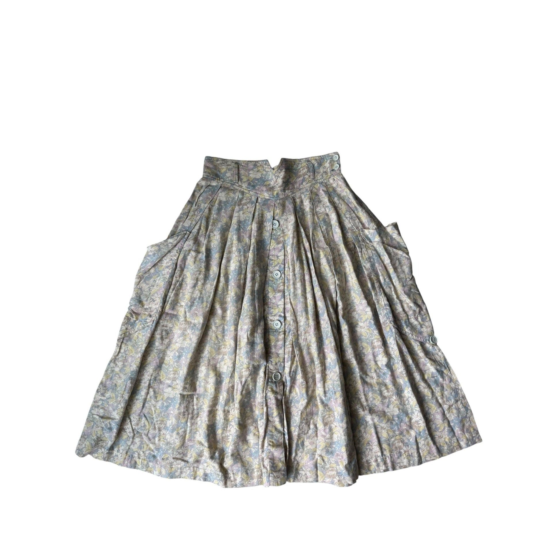 🌸 Fustă Vintage Floral Printed cu Buzunare Laterale – XS/S Damă - anbracaminte