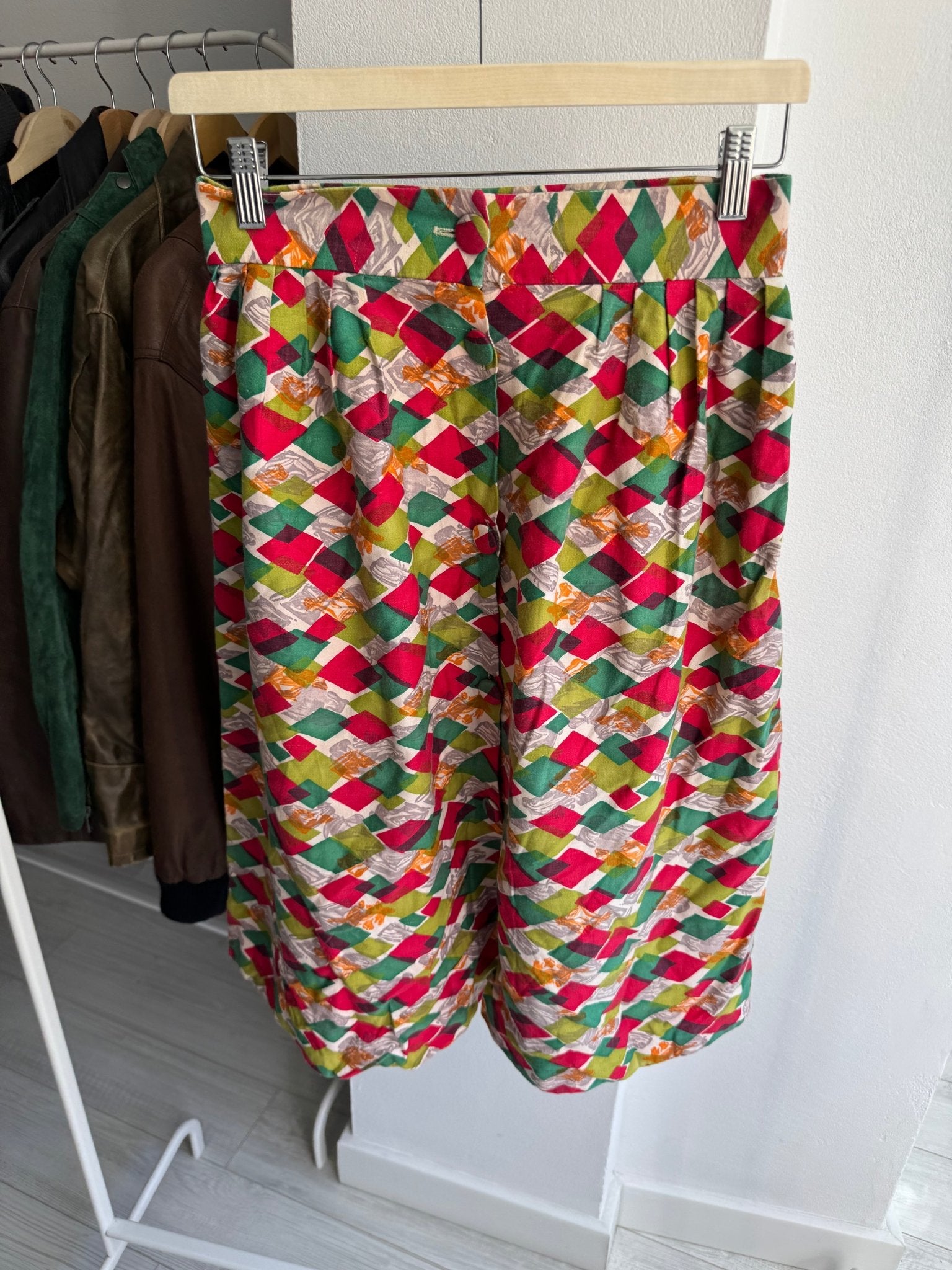 📐 Fustă Vintage Geometric Print cu Buzunare – S/M Damă - anbracaminte