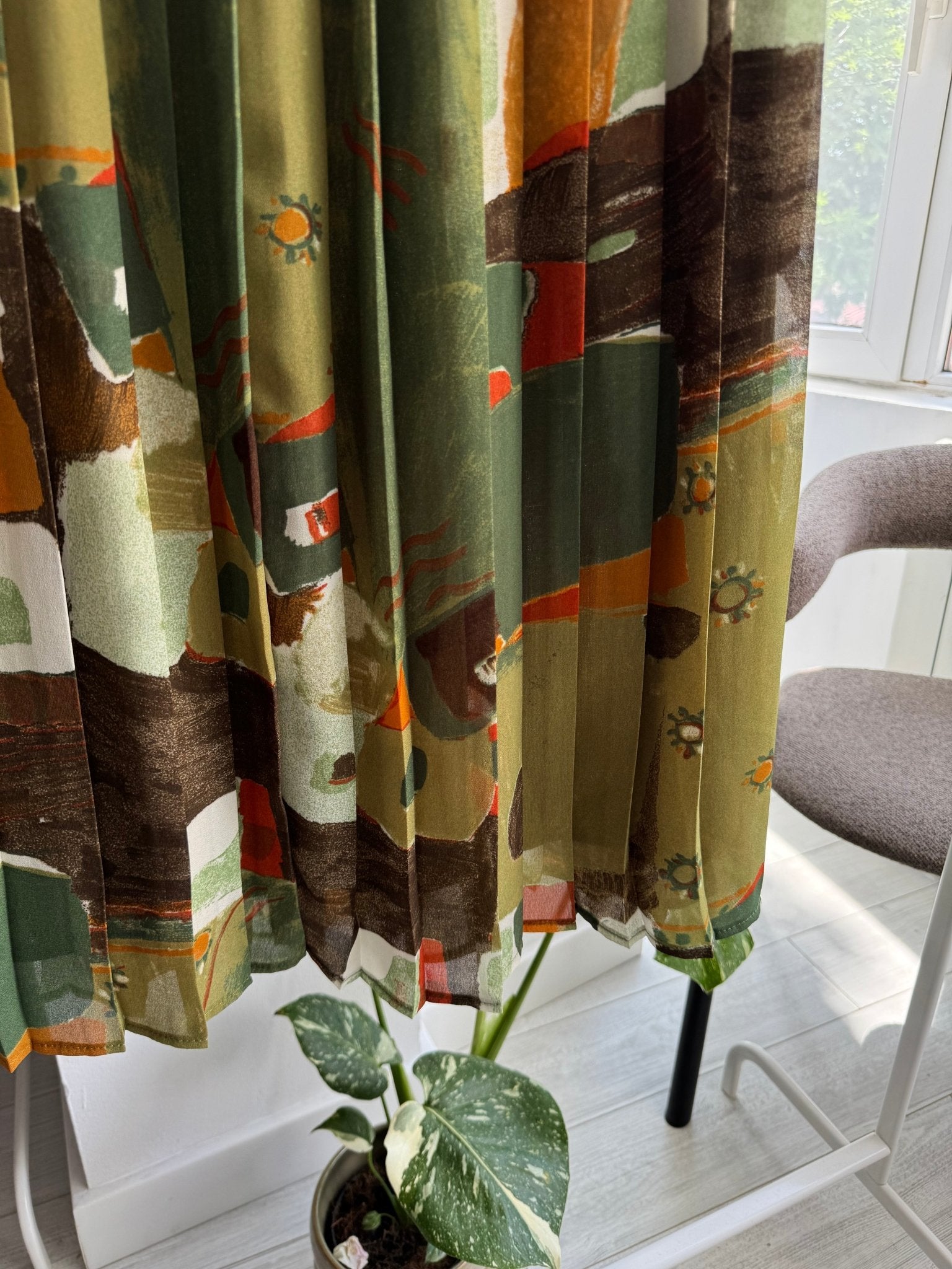 🌳 Fustă Vintage Green Printed Plisată – EU 40 (M/L Damă) - anbracaminte