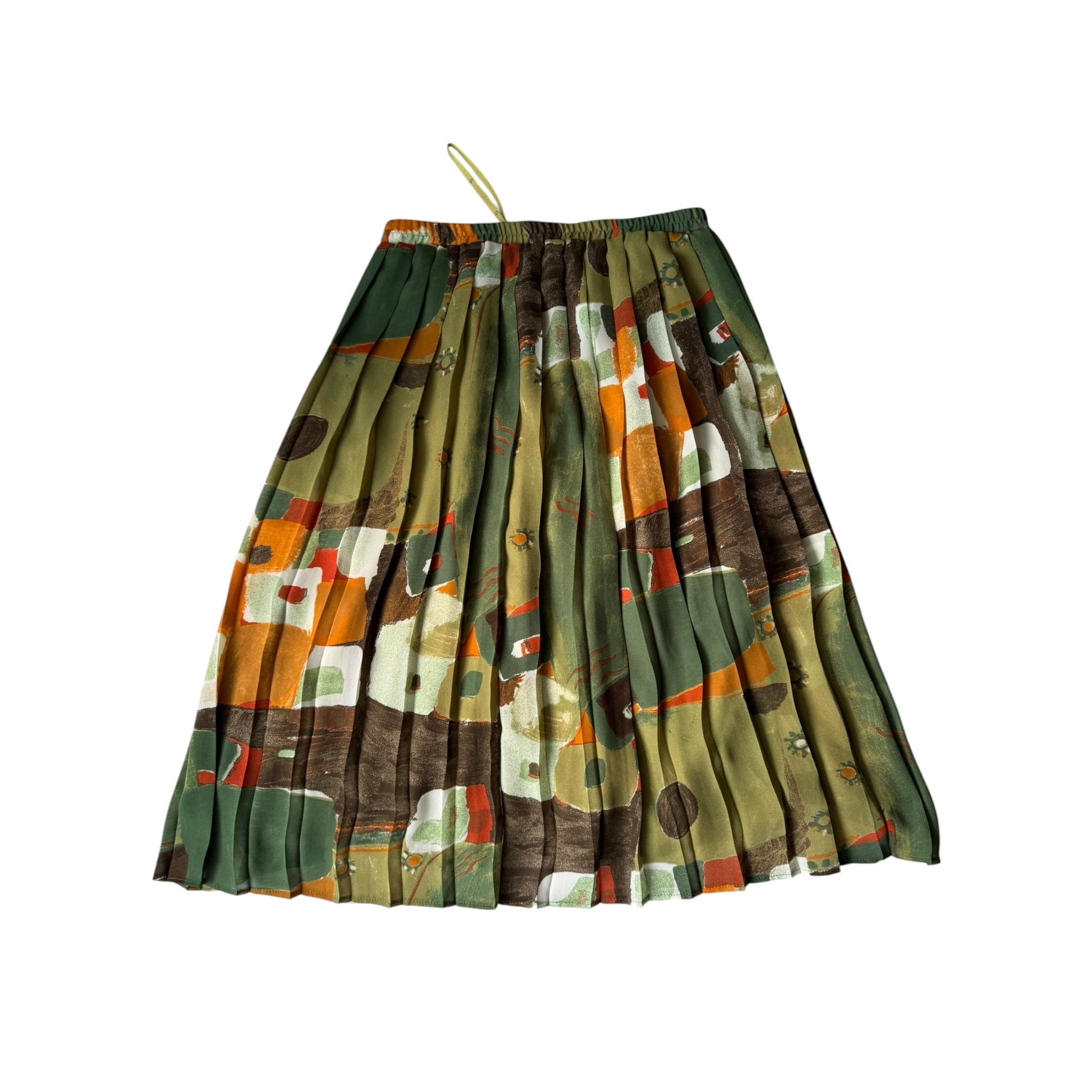 🌳 Fustă Vintage Green Printed Plisată – EU 40 (M/L Damă) - anbracaminte