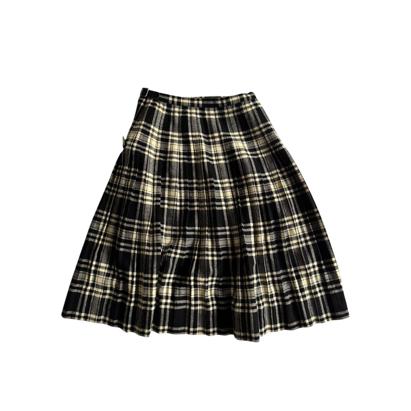 🖤🤍 Fustă vintage în carouri alb - negru din lână – mărime S/M (talie reglabilă) - anbracaminte