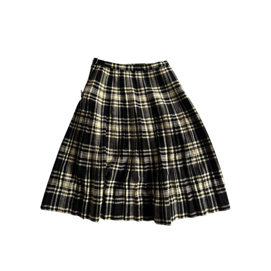 🖤🤍 Fustă vintage în carouri alb - negru din lână – mărime S/M (talie reglabilă) - anbracaminte