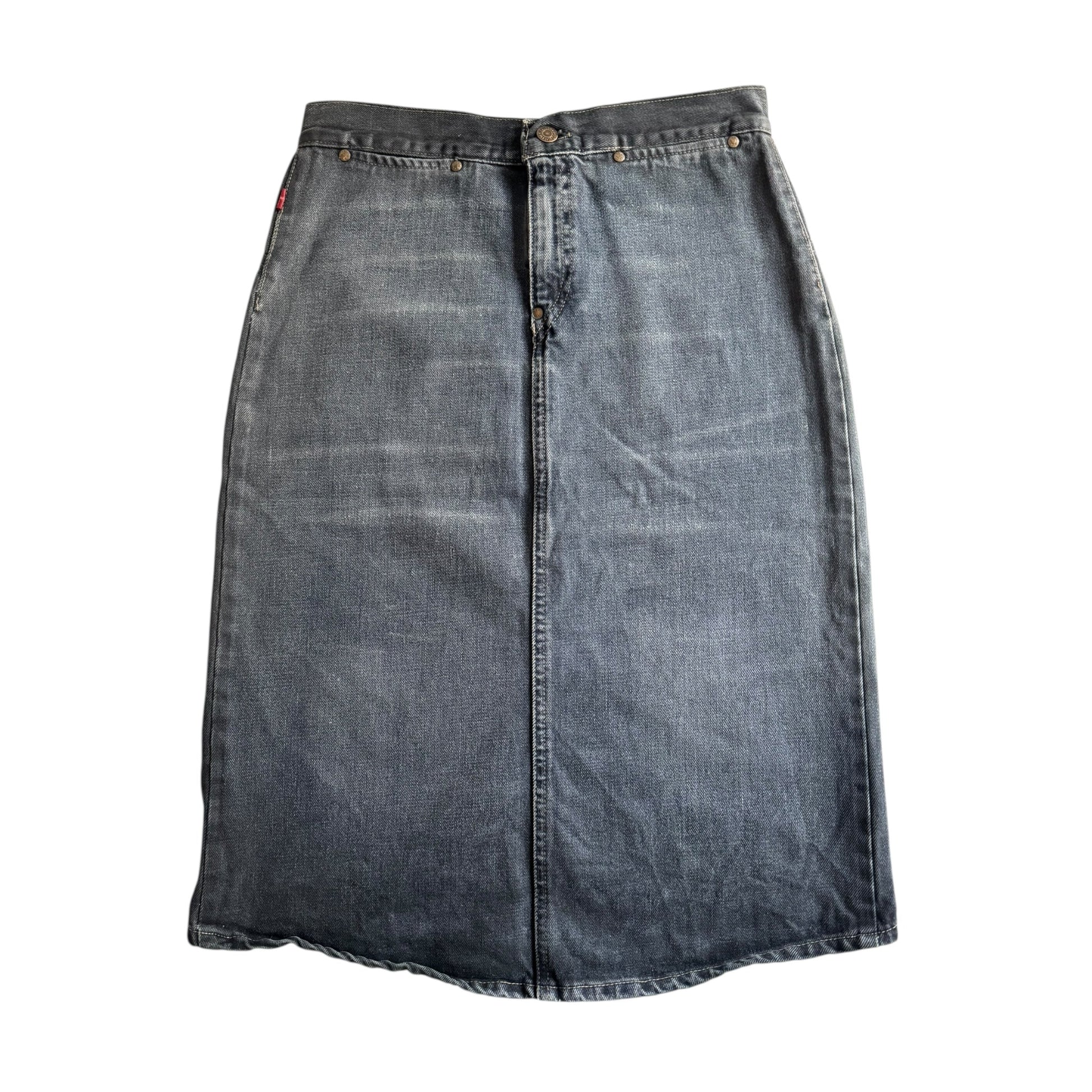 👖 Fustă Vintage Levi’s din denim cerat cu curea reglabilă la spate – mărimea S - anbracaminte