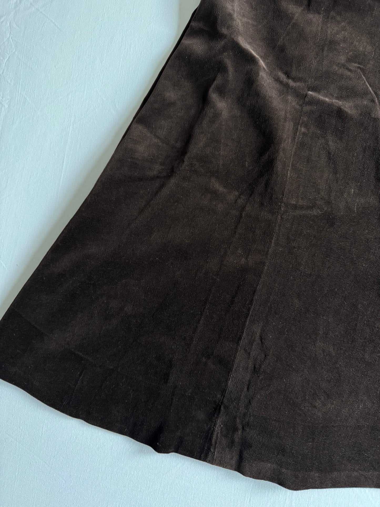 🤎 Fustă vintage maro din catifea – talie ajustabilă – XS–S - anbracaminte