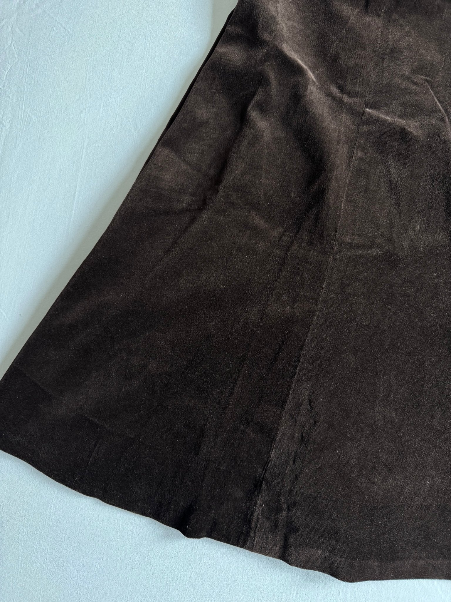 🤎 Fustă vintage maro din catifea – talie ajustabilă – XS–S - anbracaminte