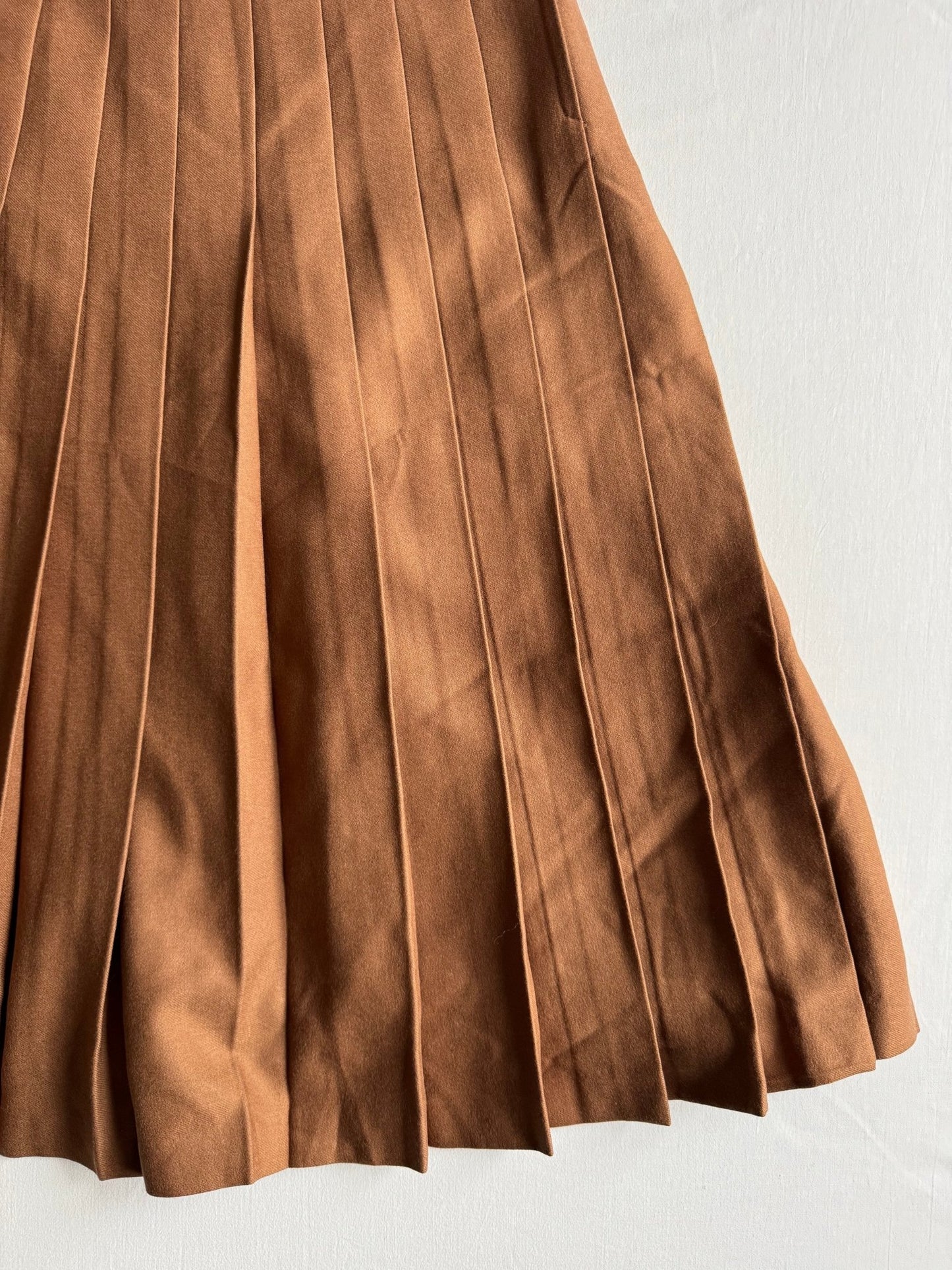 🤎 Fustă vintage maro plisată – 100% lână virgină – NWT – mărimea IT 46 (L) - anbracaminte