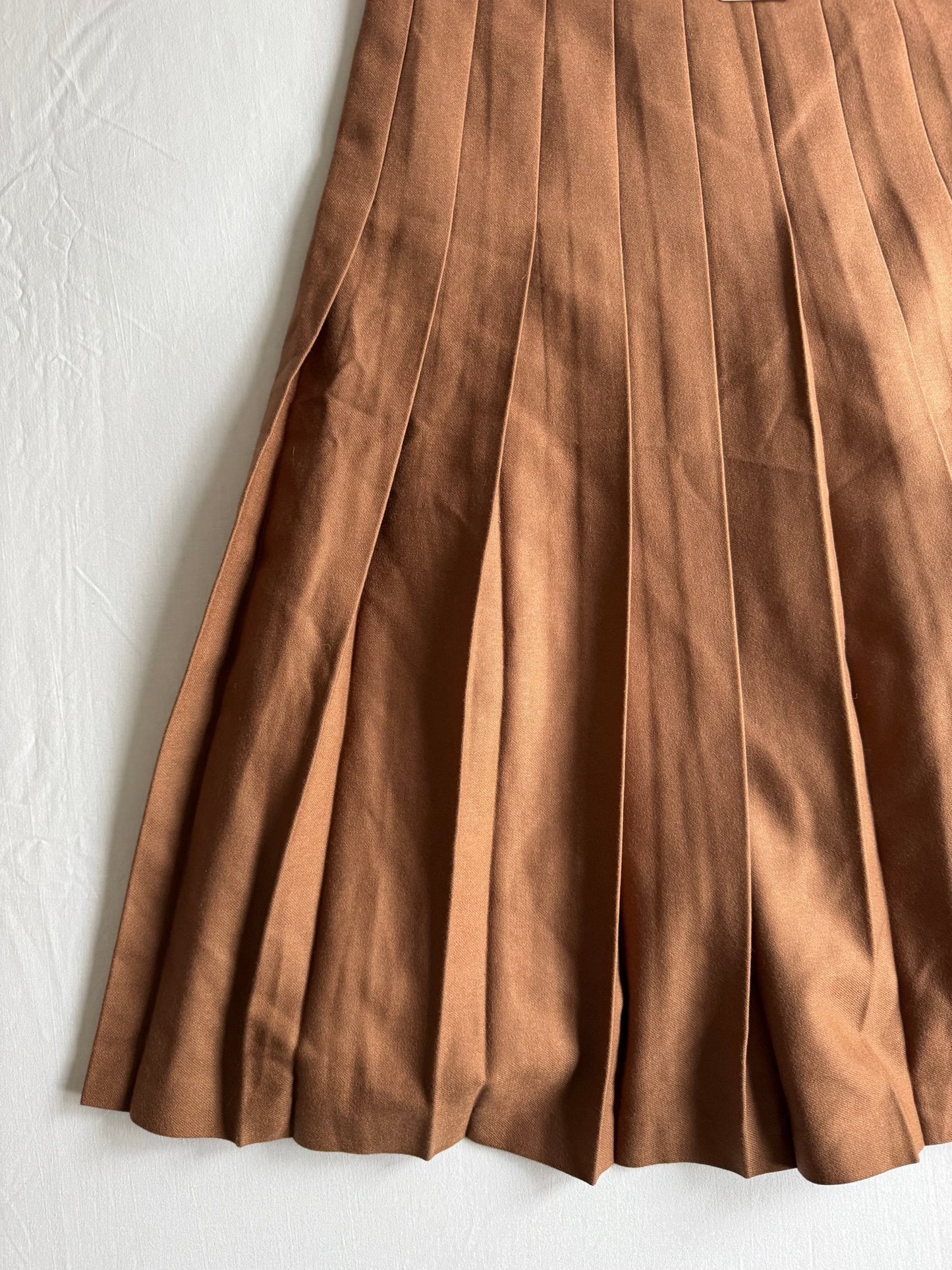 🤎 Fustă vintage maro plisată – 100% lână virgină – NWT – mărimea IT 46 (L) - anbracaminte