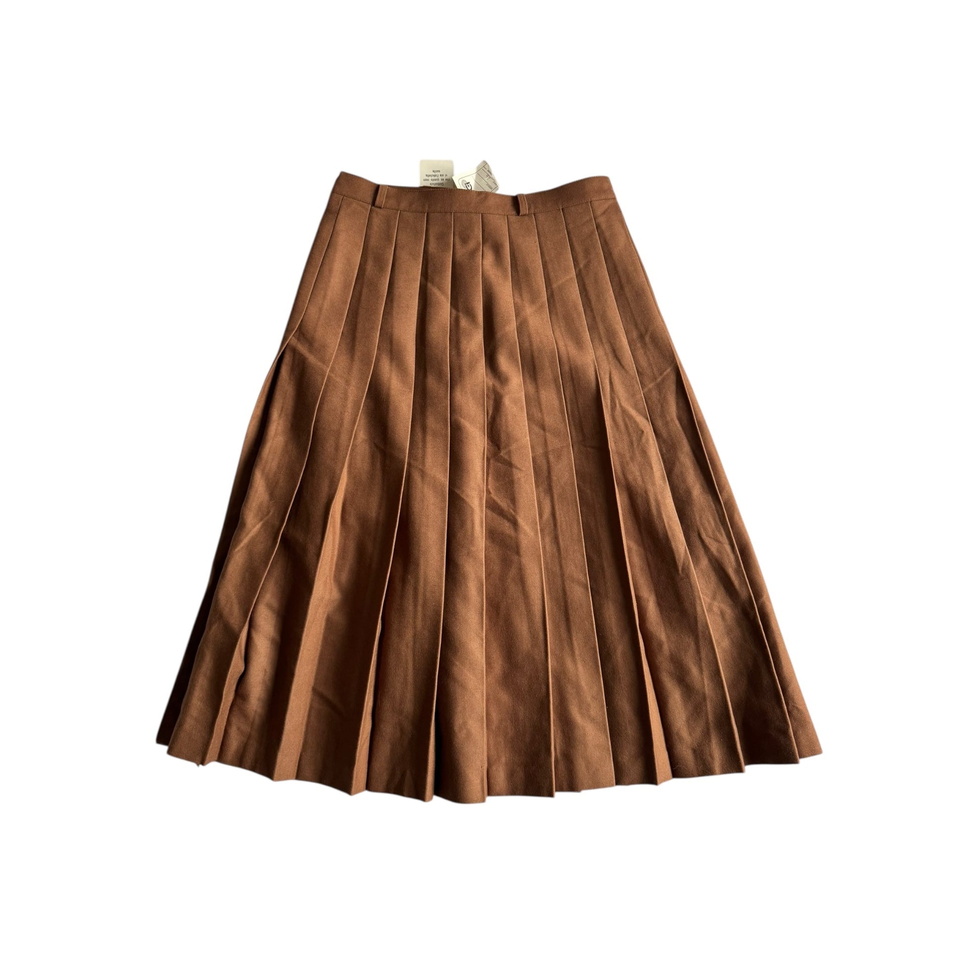 🤎 Fustă vintage maro plisată – 100% lână virgină – NWT – mărimea IT 46 (L) - anbracaminte