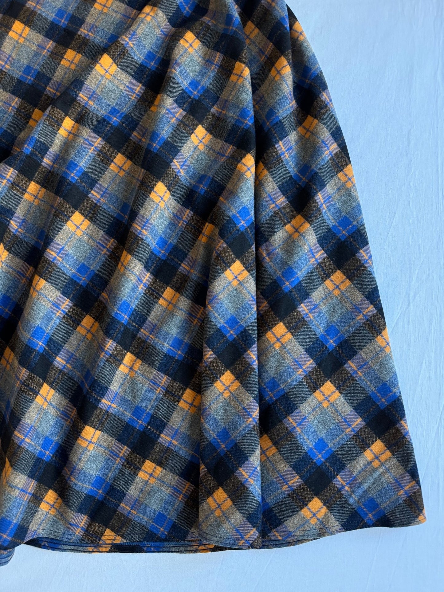 🍊 Fustă Vintage Maxi din Lână Tartan Albastru - Orange – S (IT 40) - anbracaminte