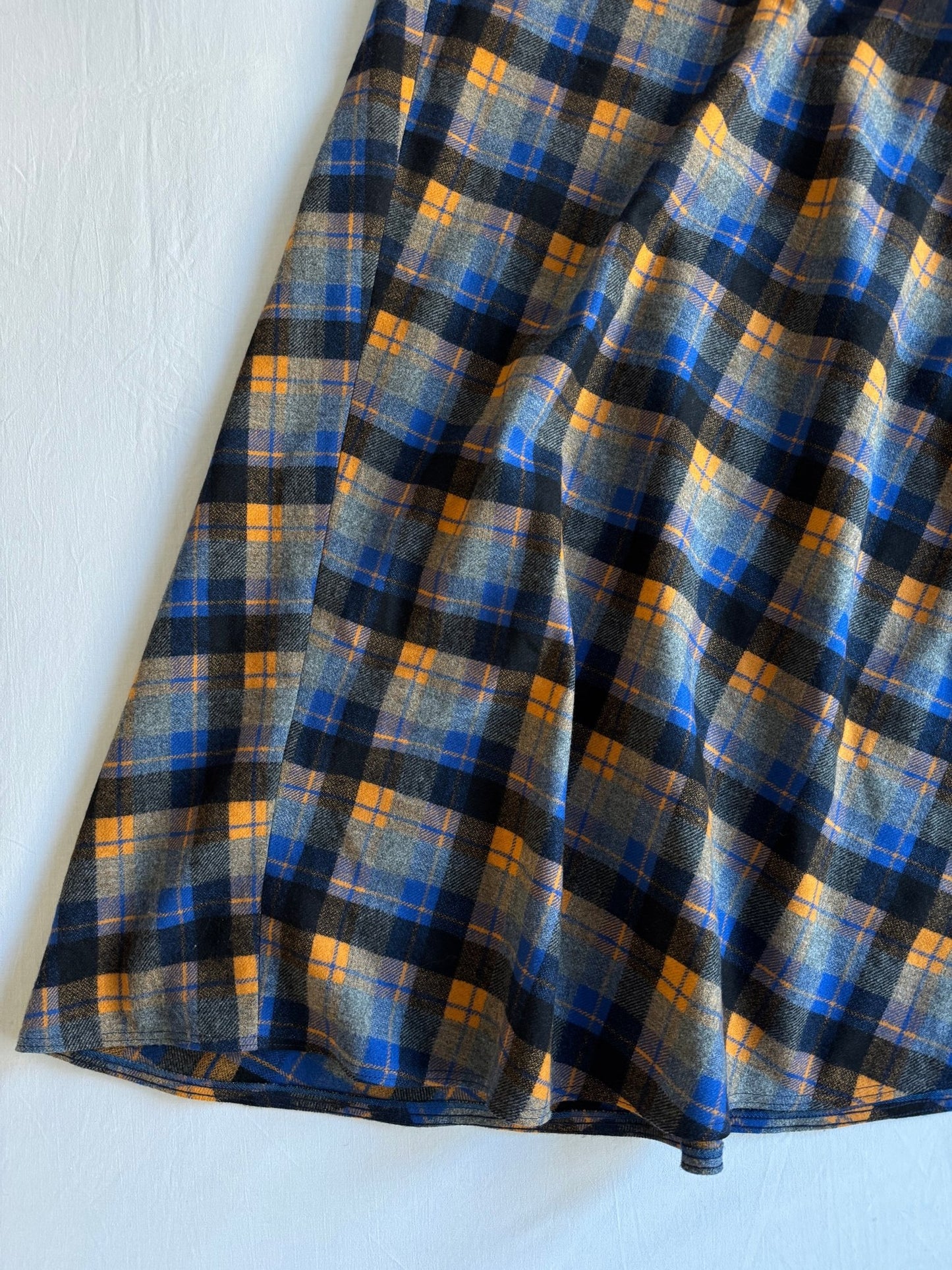 🍊 Fustă Vintage Maxi din Lână Tartan Albastru - Orange – S (IT 40) - anbracaminte