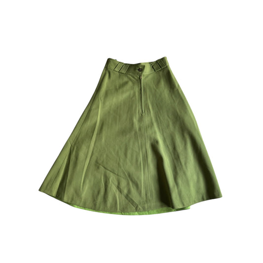 🍵 Fustă Vintage Midi Pistachio / Lână Pură (Mărime IT 42 - S/M) - anbracaminte