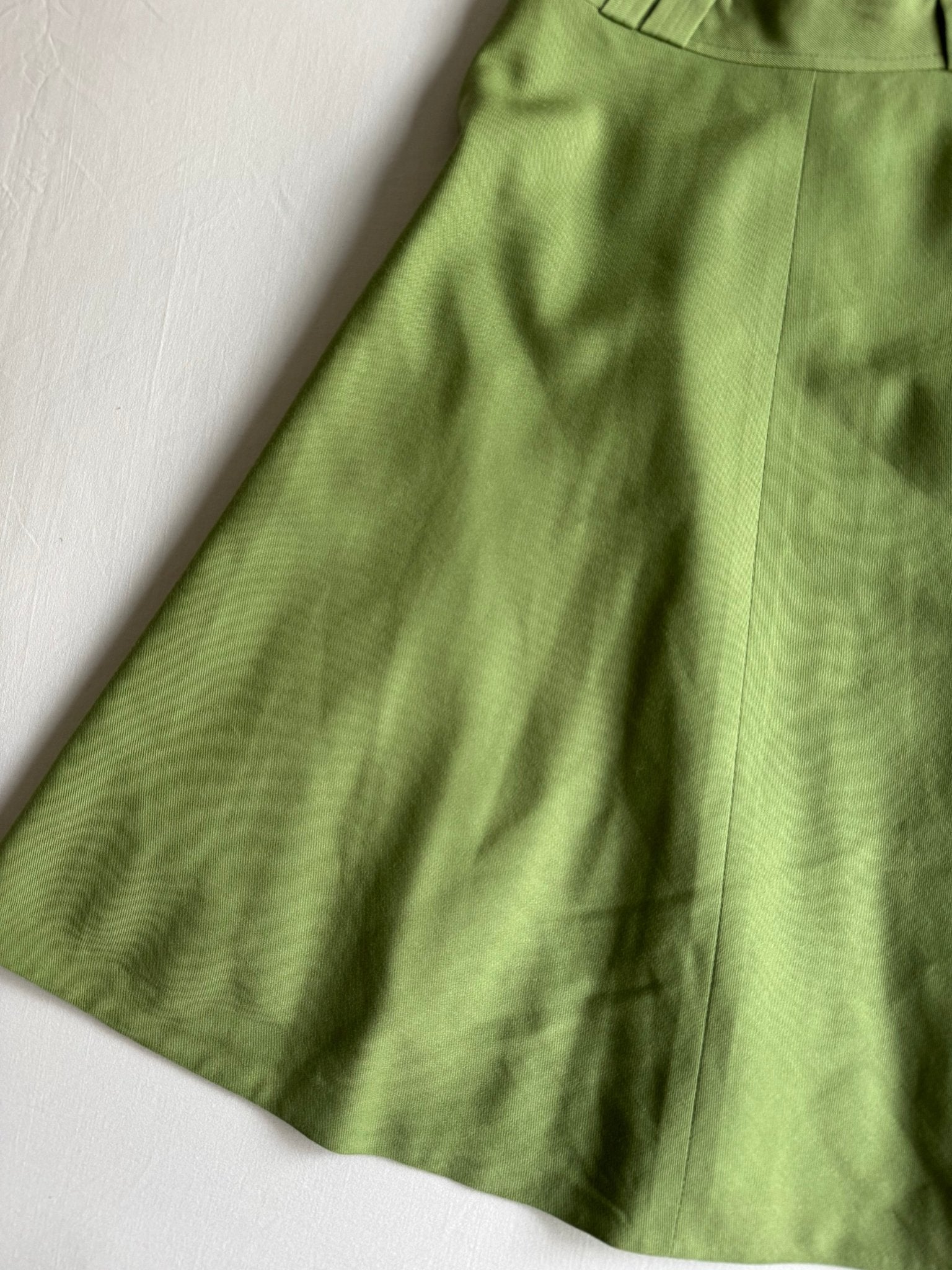 🍵 Fustă Vintage Midi Pistachio / Lână Pură (Mărime IT 42 - S/M) - anbracaminte