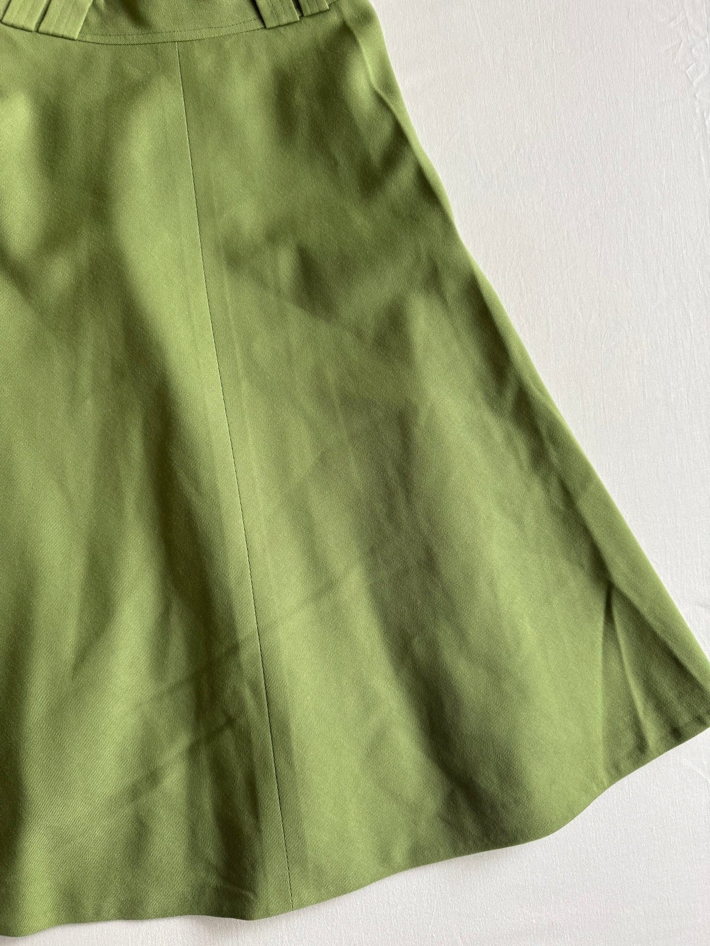 🍵 Fustă Vintage Midi Pistachio / Lână Pură (Mărime IT 42 - S/M) - anbracaminte