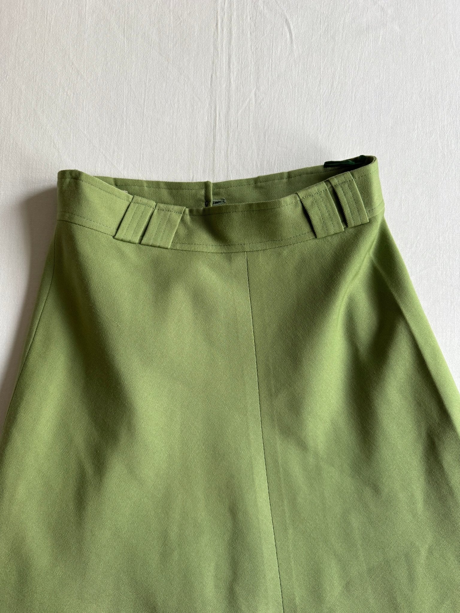 🍵 Fustă Vintage Midi Pistachio / Lână Pură (Mărime IT 42 - S/M) - anbracaminte