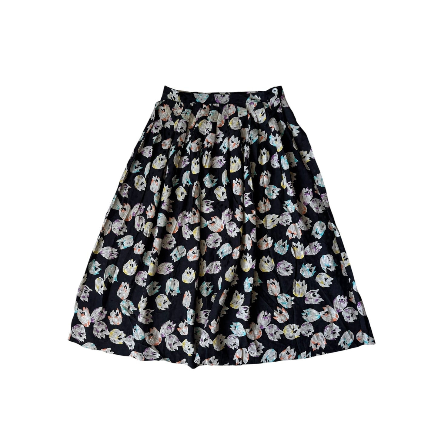 💐 Fustă Vintage Navy cu Polka Dots & Floral Print – S Damă - anbracaminte