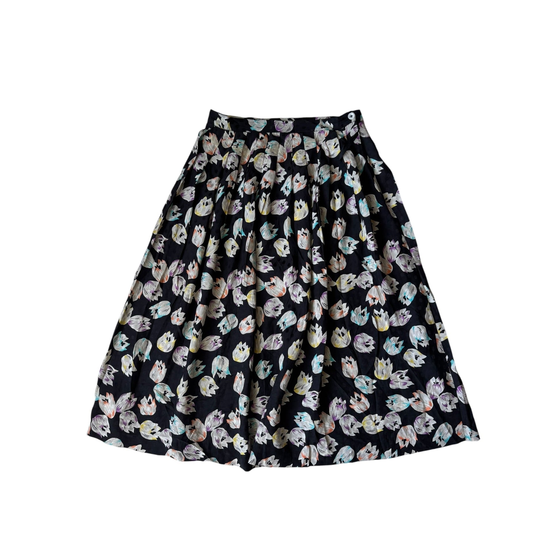 💐 Fustă Vintage Navy cu Polka Dots & Floral Print – S Damă - anbracaminte