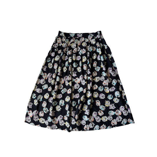 💐 Fustă Vintage Navy cu Polka Dots & Floral Print – S Damă - anbracaminte