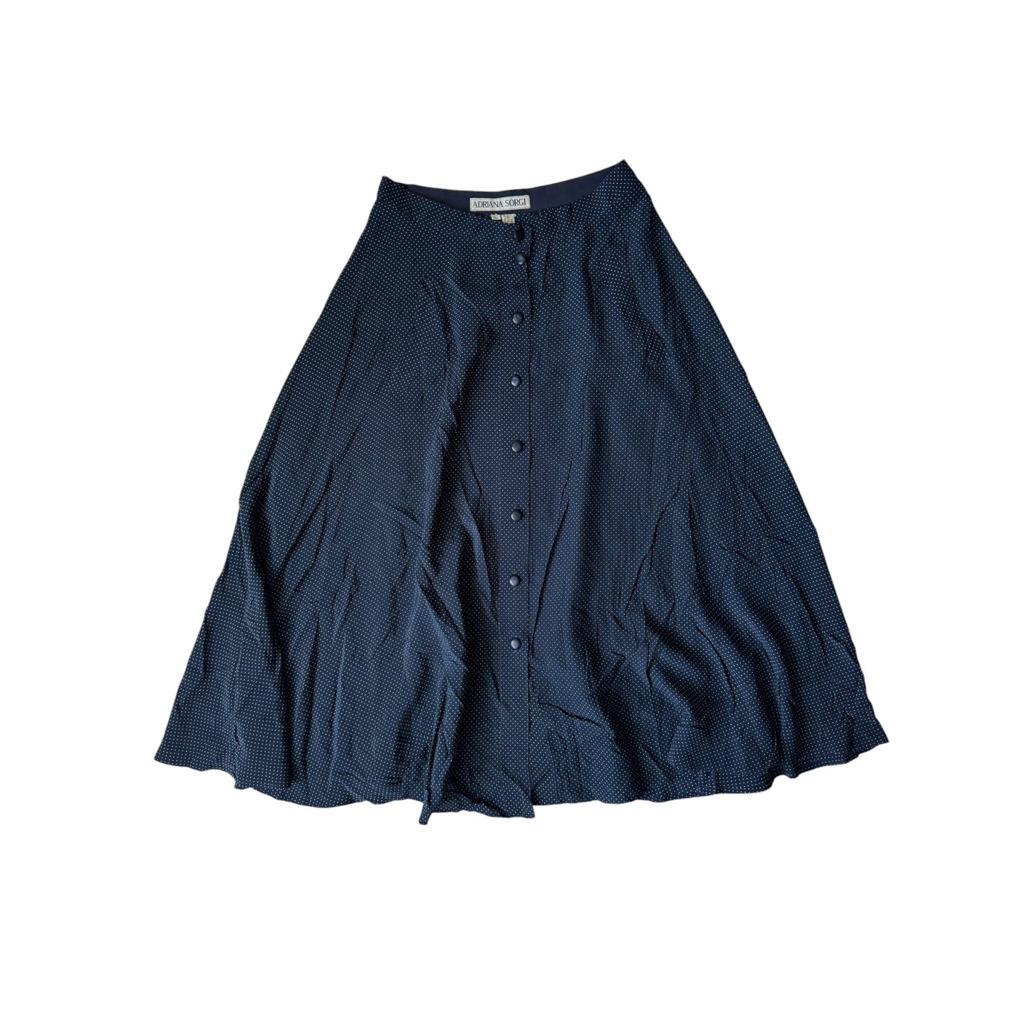 ✨ Fustă Vintage Navy Polka Dot din Mătase – IT 42 (S/M Damă) – Made in Italy - anbracaminte