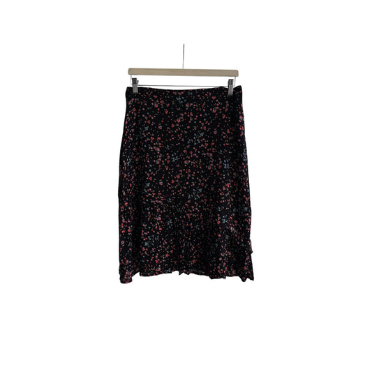 🌸 Fustă Vintage Neagră cu Model Floral – L - anbracaminte