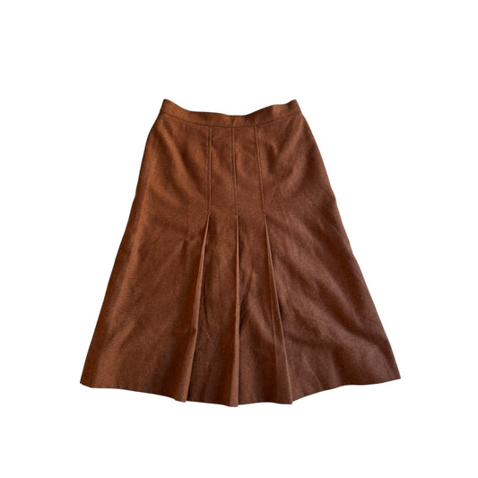 🍮 Fustă Vintage Plisată din Lână Caramel Brown – L (IT 46) - anbracaminte