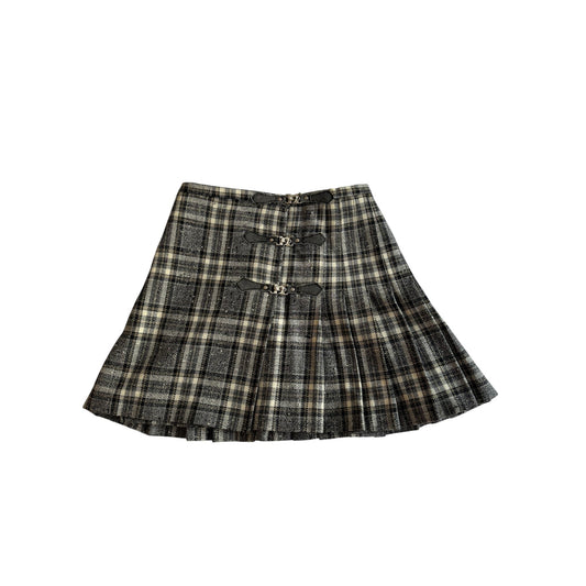 🔘 Fustă Vintage Plisată din Lână cu Model Tartan – aprox. M - anbracaminte