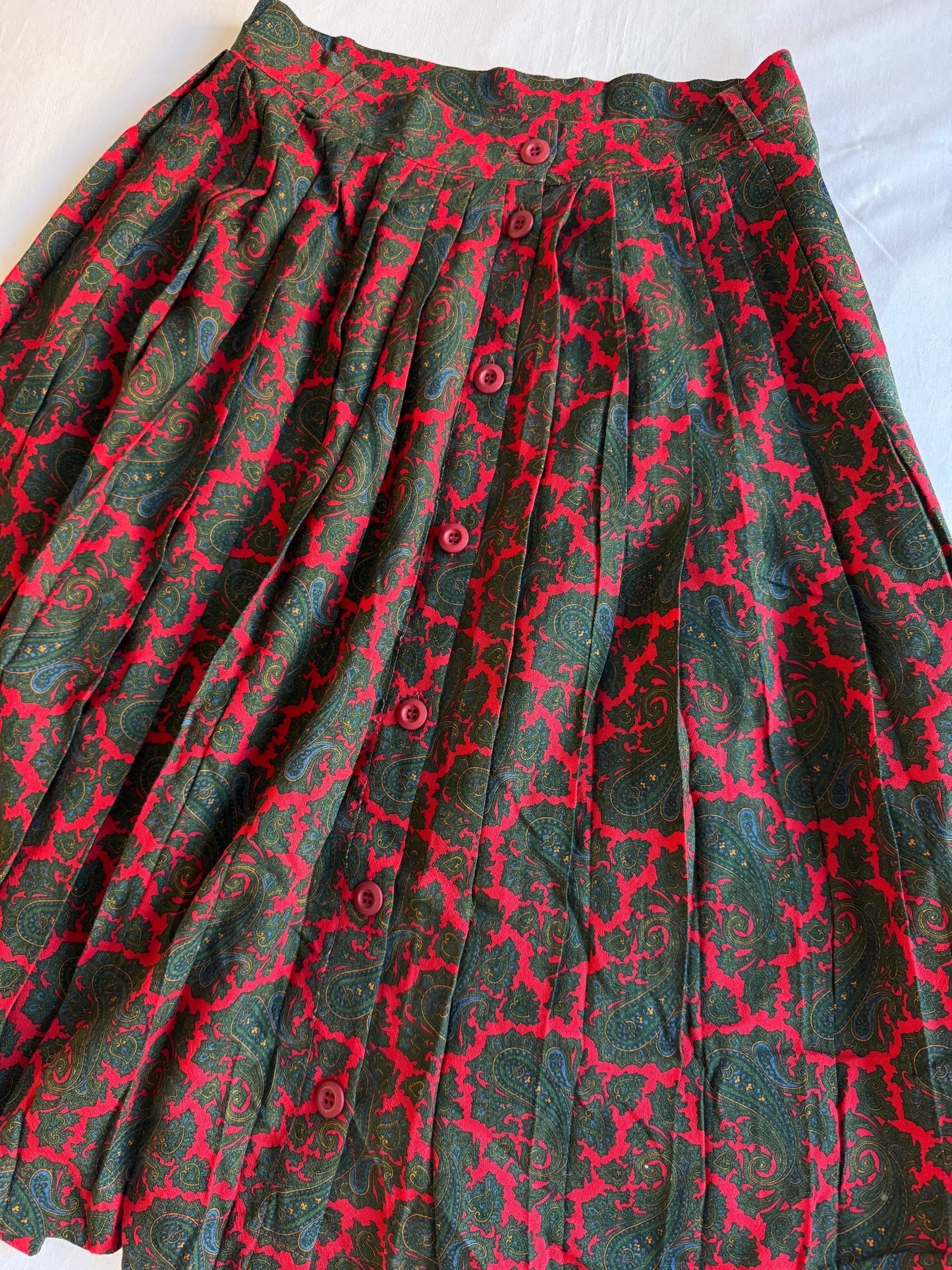 🍒 Fustă Vintage Plisată din Lână cu Print Paisley – aprox. M - anbracaminte