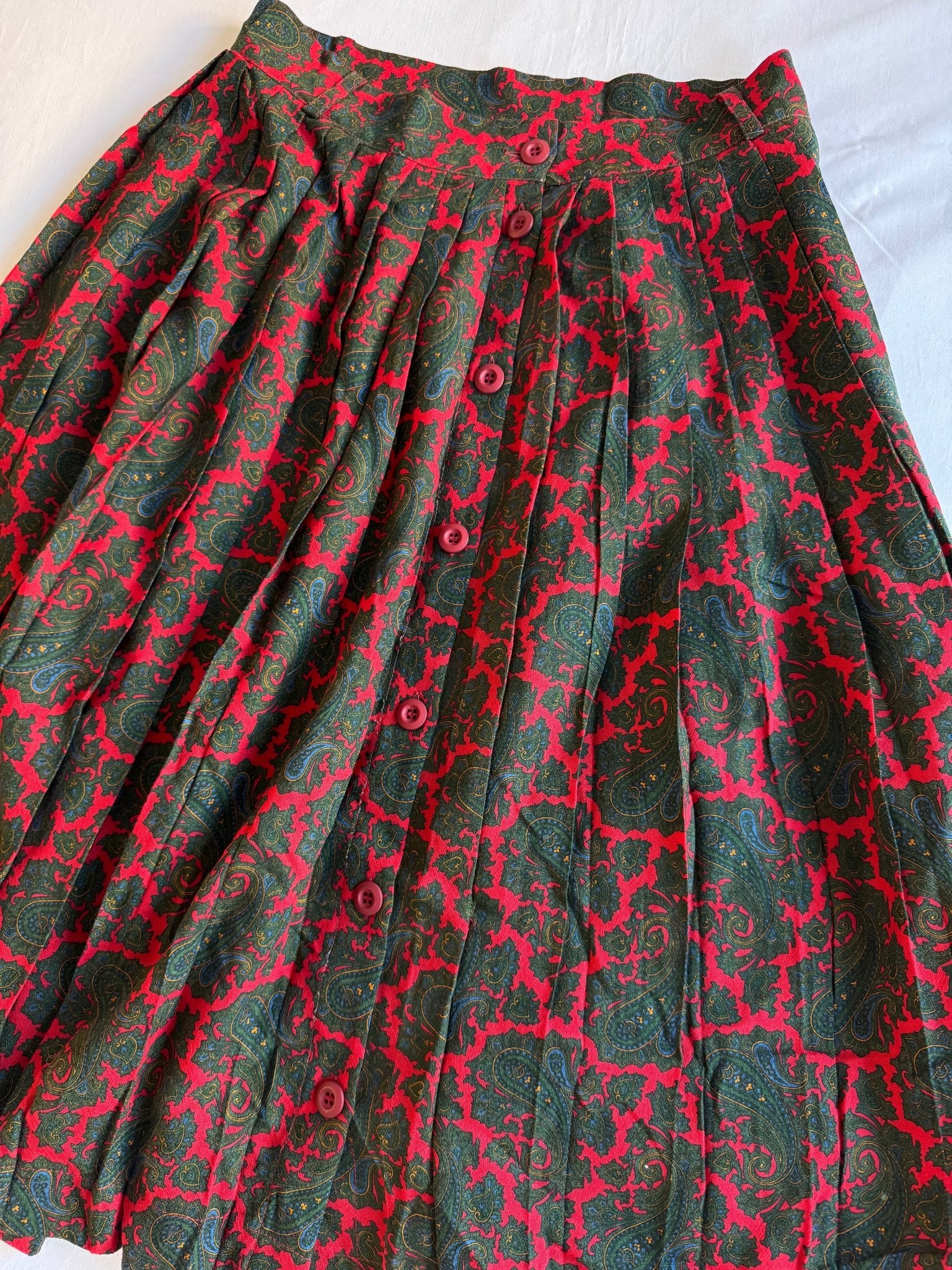 🍒 Fustă Vintage Plisată din Lână cu Print Paisley – aprox. M - anbracaminte