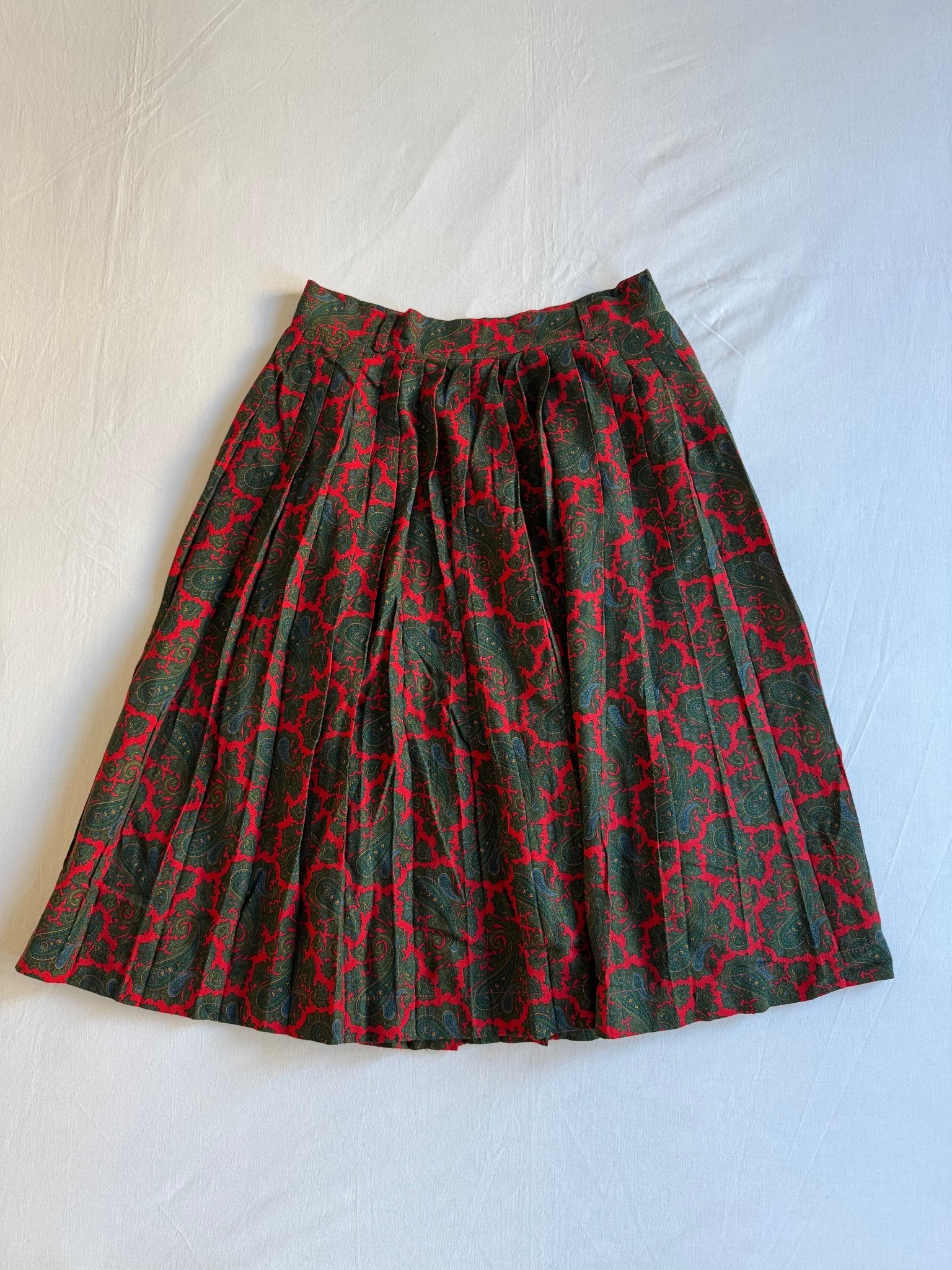 🍒 Fustă Vintage Plisată din Lână cu Print Paisley – aprox. M - anbracaminte