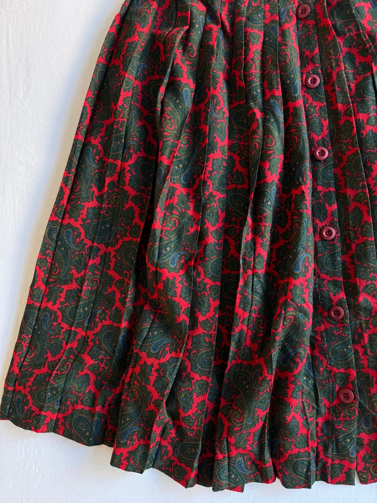 🍒 Fustă Vintage Plisată din Lână cu Print Paisley – aprox. M - anbracaminte