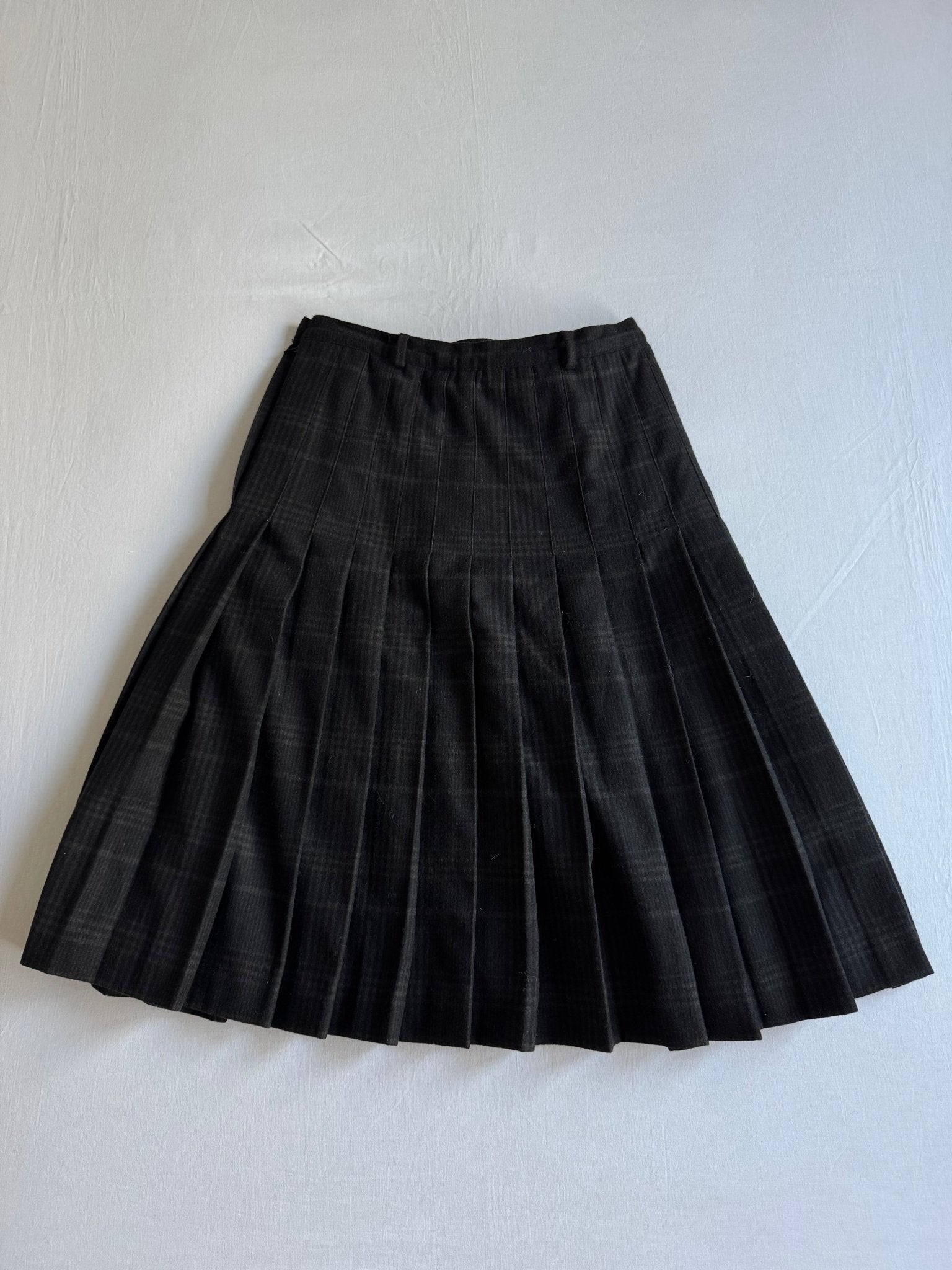 📞 Fustă Vintage Plisată din Lână Neagră cu Model Tartan – aprox. M - anbracaminte