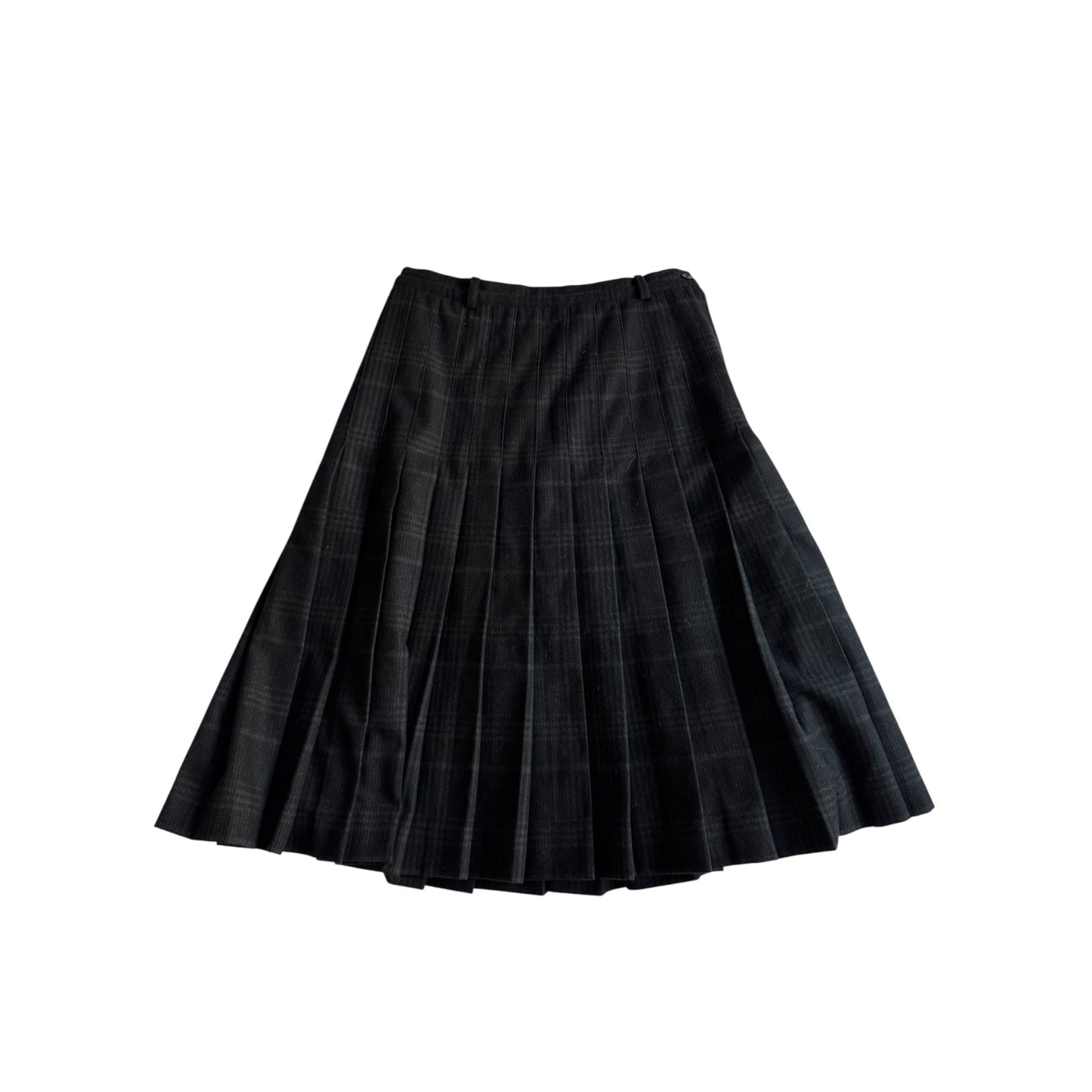 📞 Fustă Vintage Plisată din Lână Neagră cu Model Tartan – aprox. M - anbracaminte