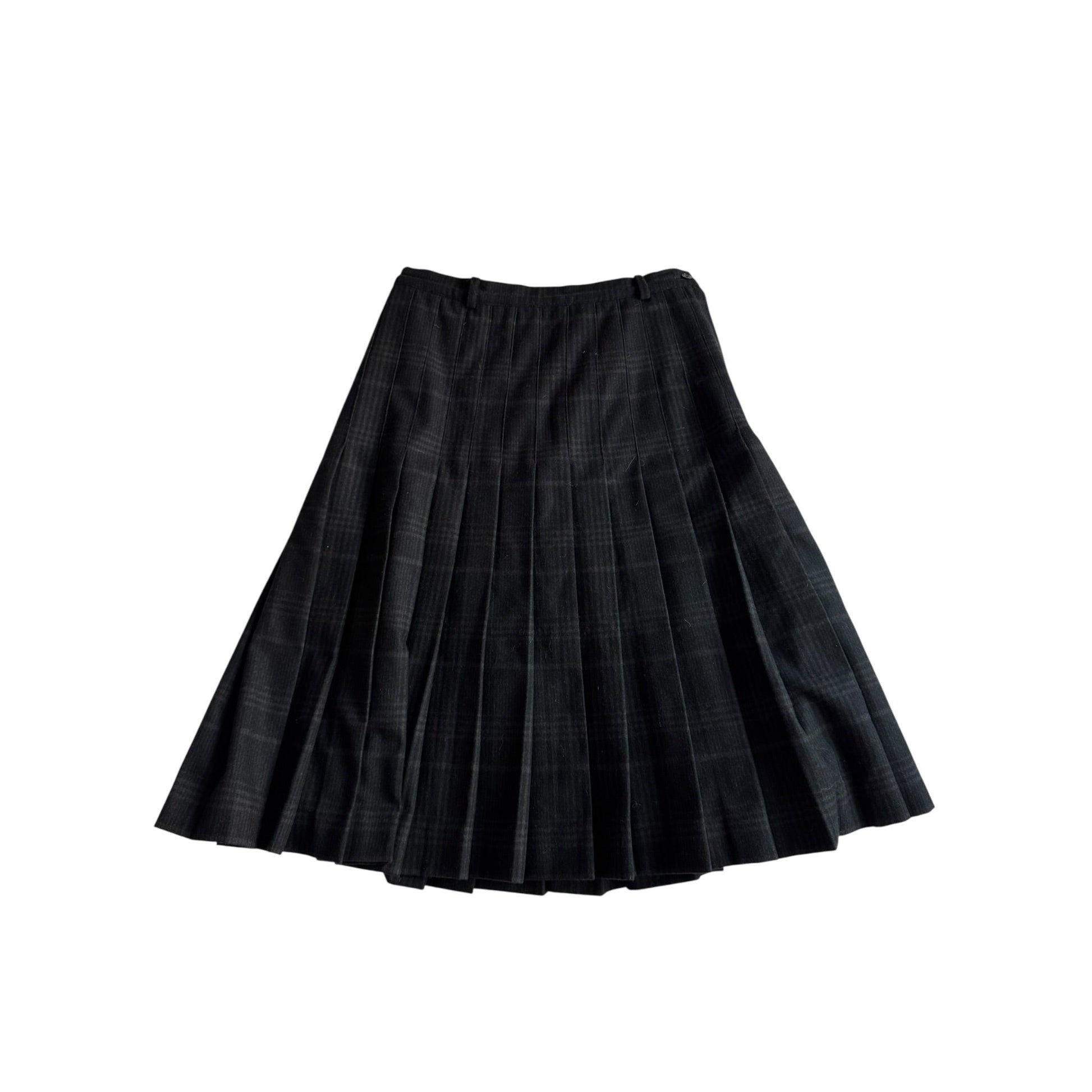📞 Fustă Vintage Plisată din Lână Neagră cu Model Tartan – aprox. M - anbracaminte