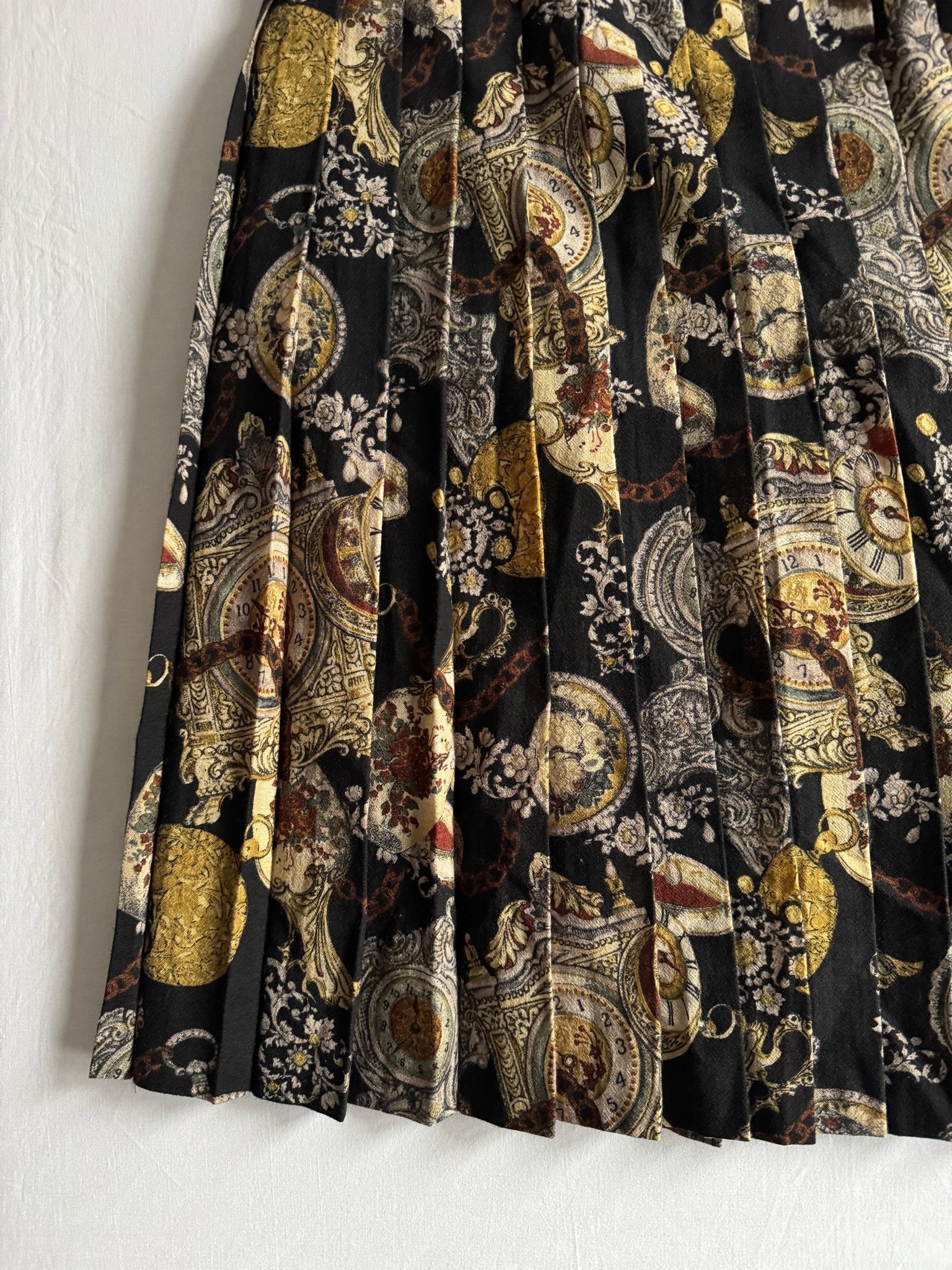 🕰️ Fustă Vintage Plisată din Lână Printată – M (IT 44) - anbracaminte