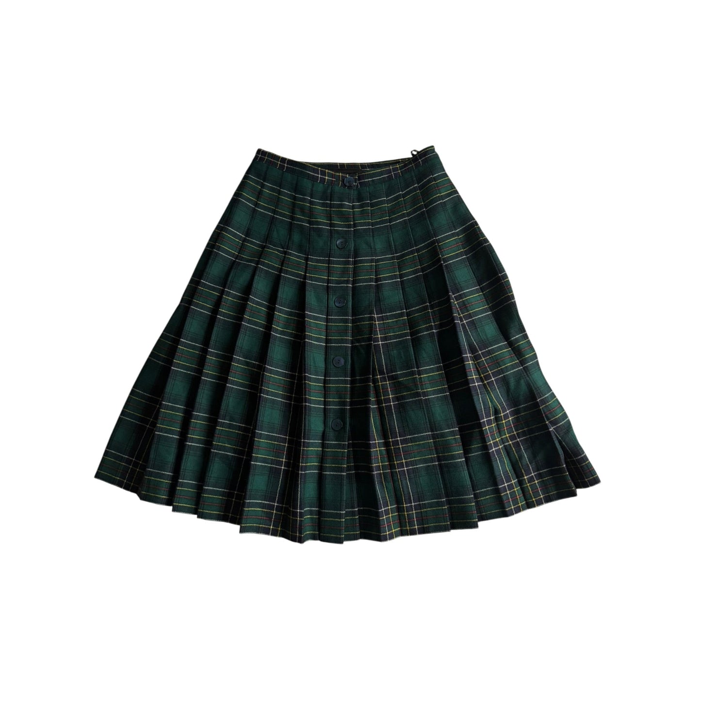 🌳 Fustă Vintage Plisată din Lână Tartan Verde – aprox. M - anbracaminte