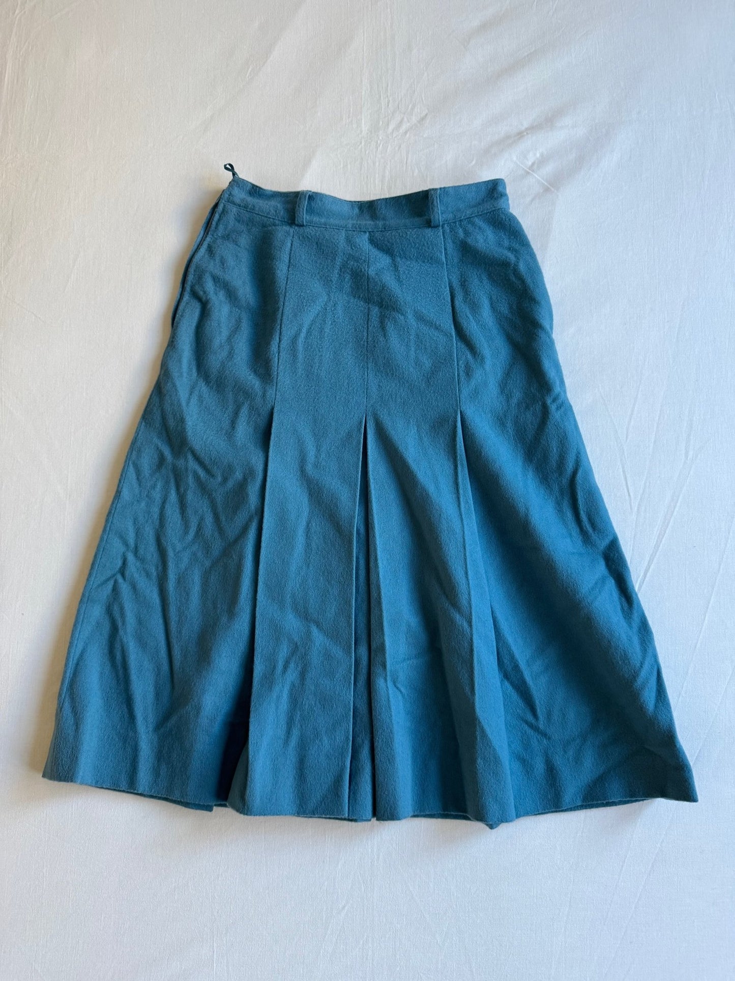 🌊 Fustă Vintage Plisată Les Copains Aqua Blue din Lână și Cașmir – S (Mărimea 1) - anbracaminte