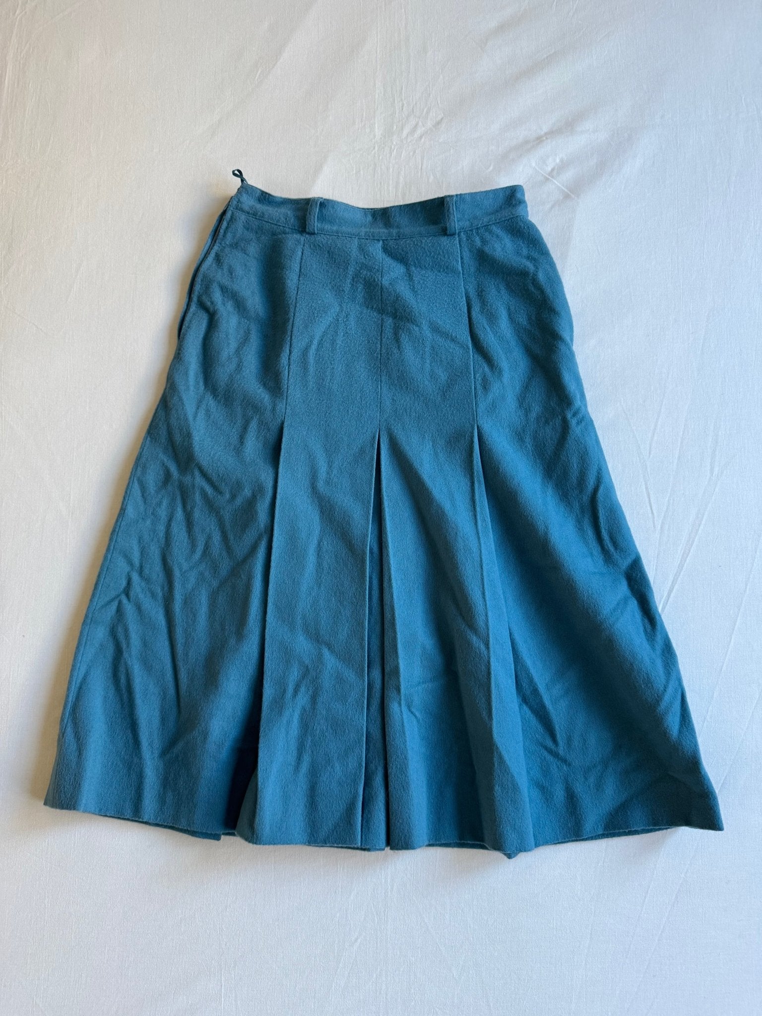 🌊 Fustă Vintage Plisată Les Copains Aqua Blue din Lână și Cașmir – S (Mărimea 1) - anbracaminte
