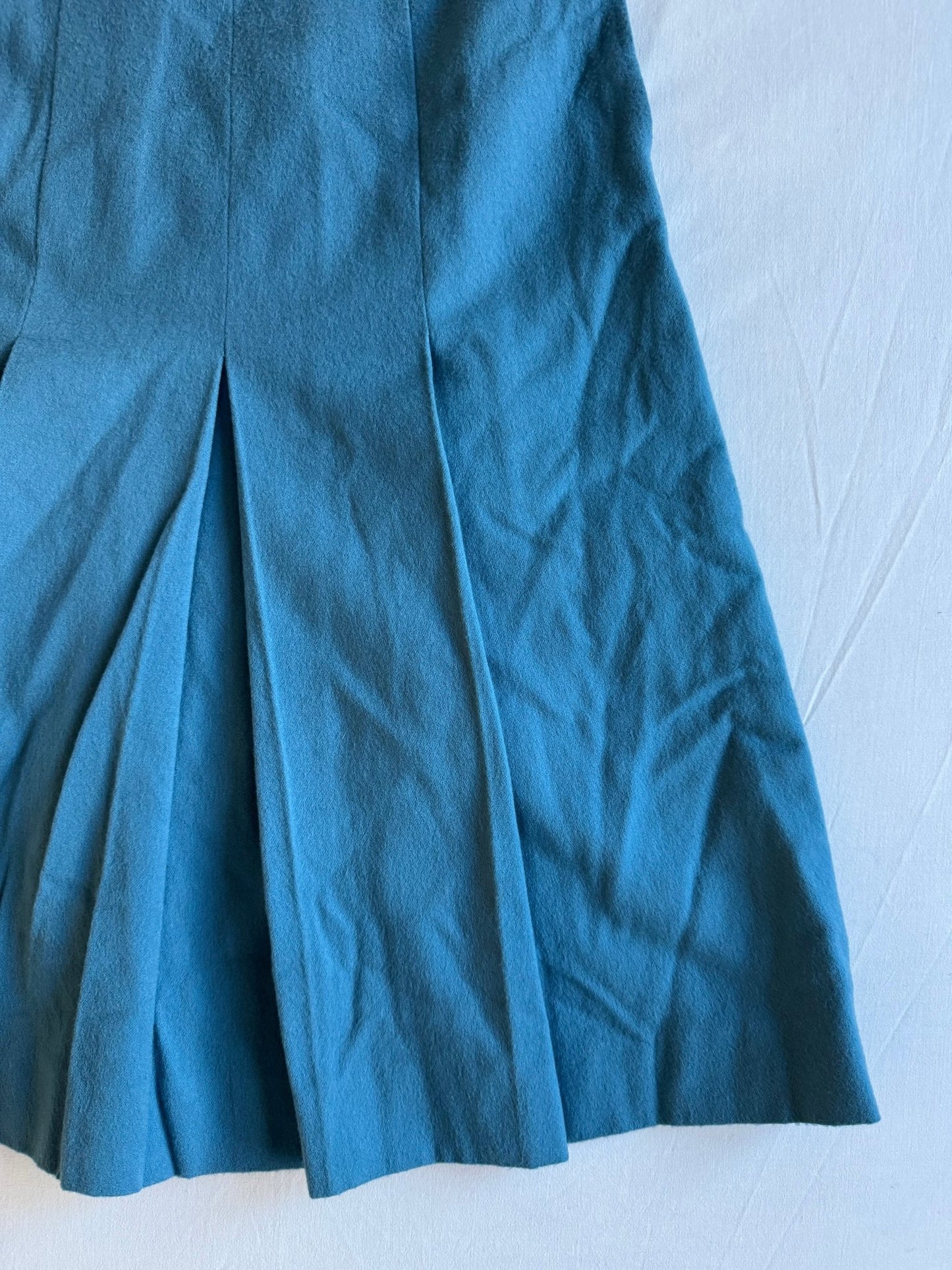 🌊 Fustă Vintage Plisată Les Copains Aqua Blue din Lână și Cașmir – S (Mărimea 1) - anbracaminte