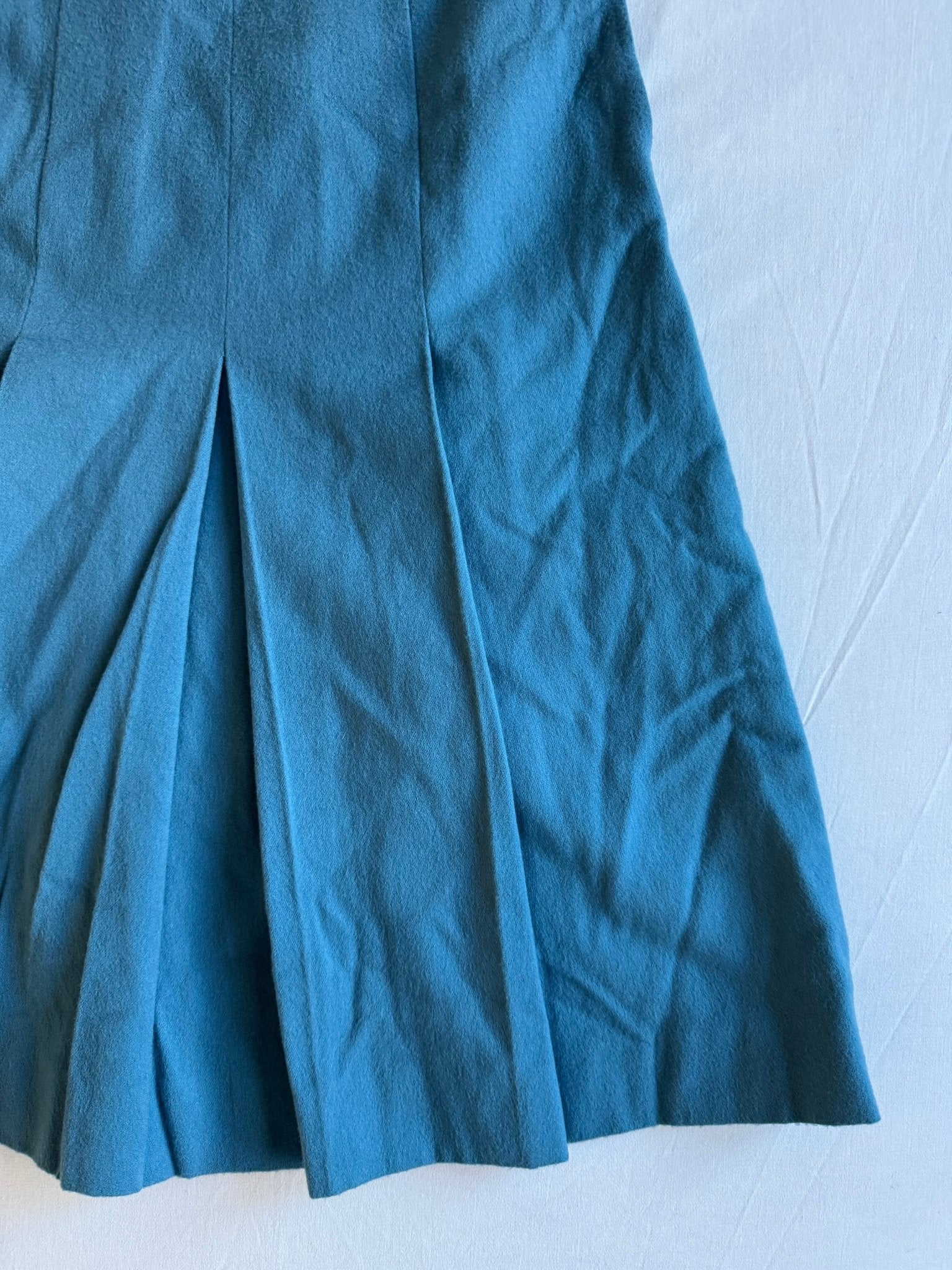 🌊 Fustă Vintage Plisată Les Copains Aqua Blue din Lână și Cașmir – S (Mărimea 1) - anbracaminte