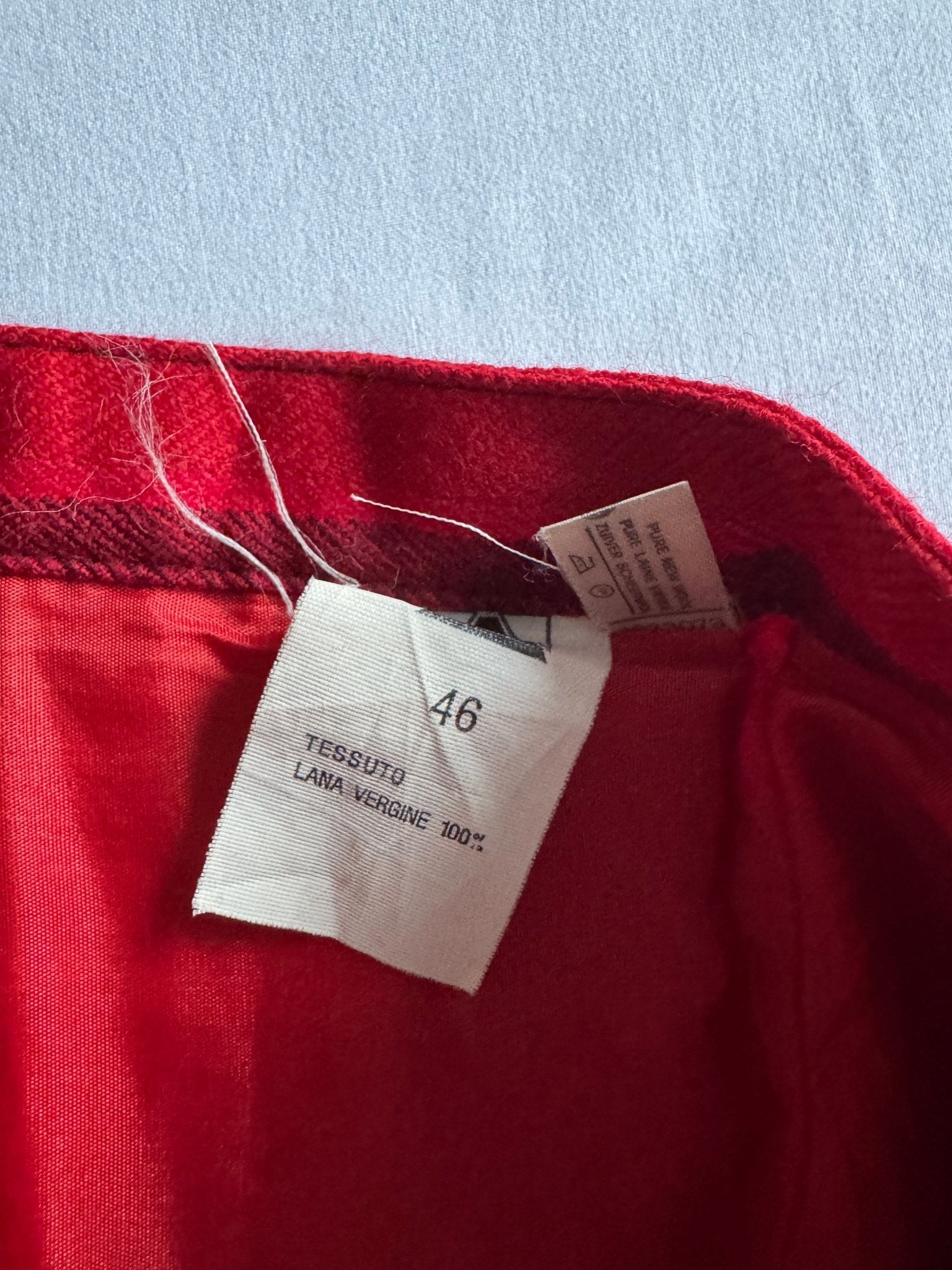🍒 Fustă Vintage Plisată Roșie din Lână Virgină – L (IT 46) - anbracaminte