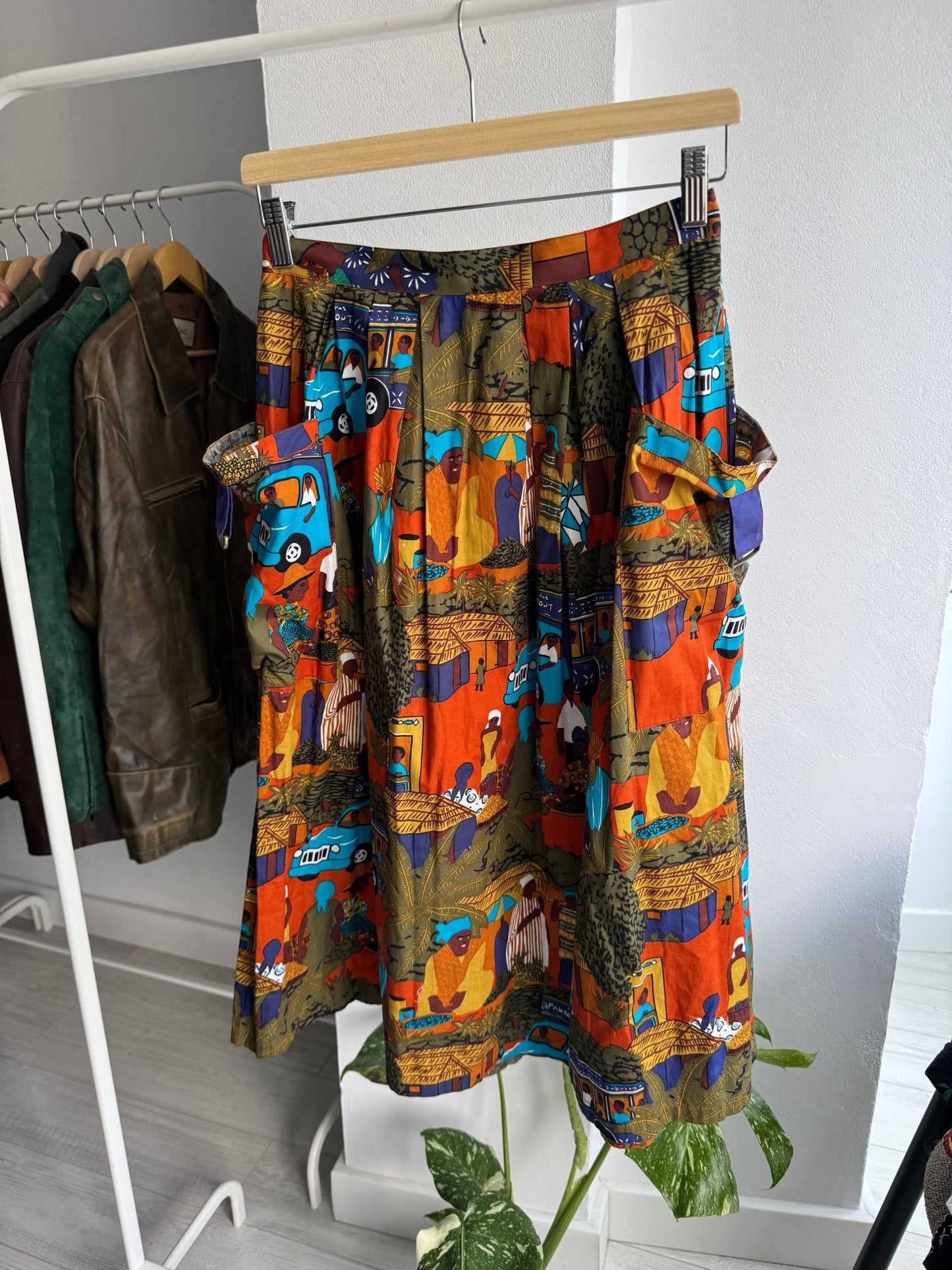 💃 Fustă Vintage Printed cu Buzunare – IT 42 (S Damă) – Made in Italy - anbracaminte